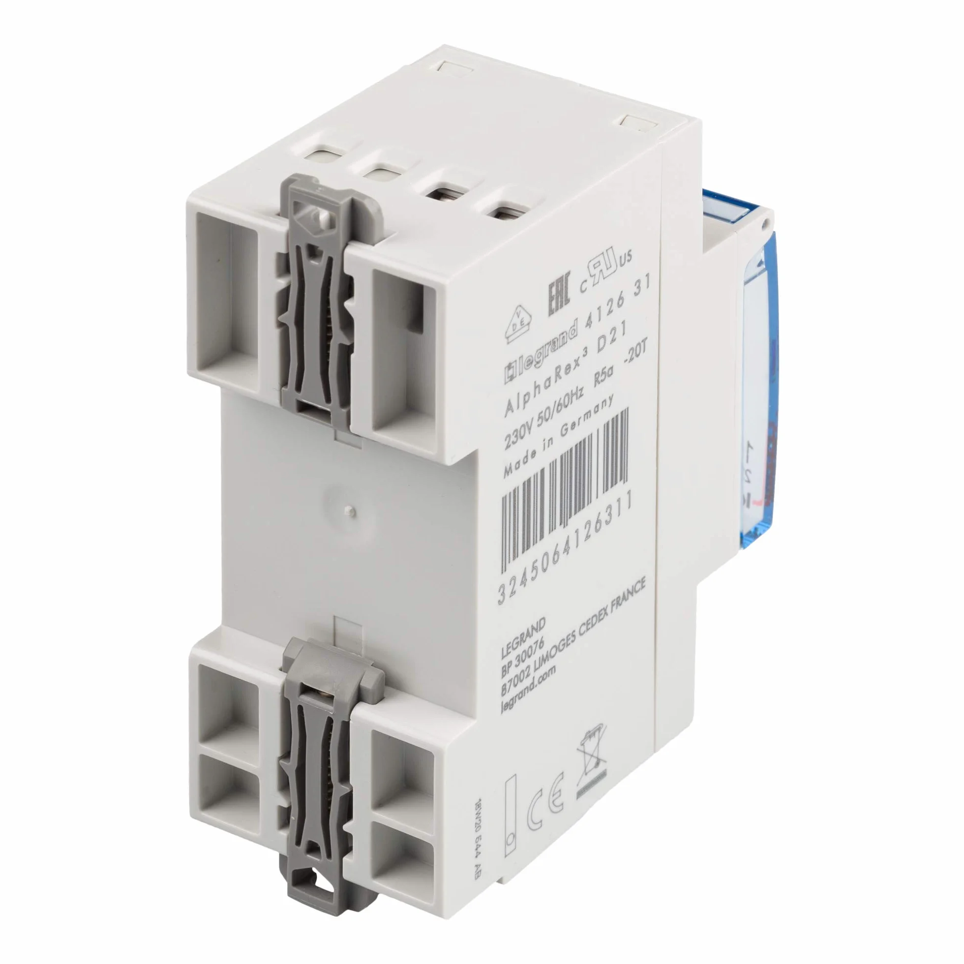LEGRAND, AlphaRex D21 cyfrowy programator czasowy, 1-kanałowy, 2-modułowy z 56 programami przełączania do szyny montażowej 230 V/50 Hz, 412631