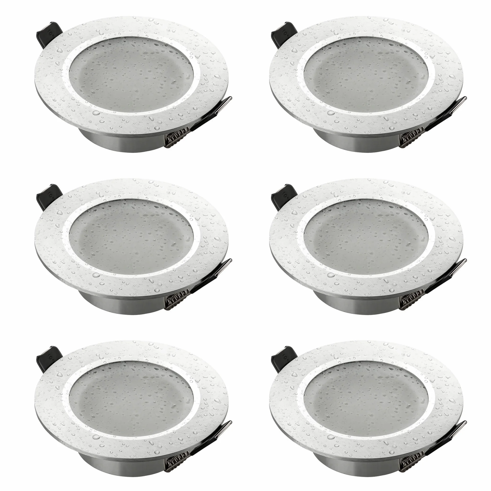 SEBSON Obudowa do reflektora wpuszczanego łazienka IP44 z oprawą GU10 LED Halogen 230 V - rama montażowa aluminiowa, średnica otworu 70 mm (67-83 mm) do montażu lamp sufitowych - zestaw 6 sztuk