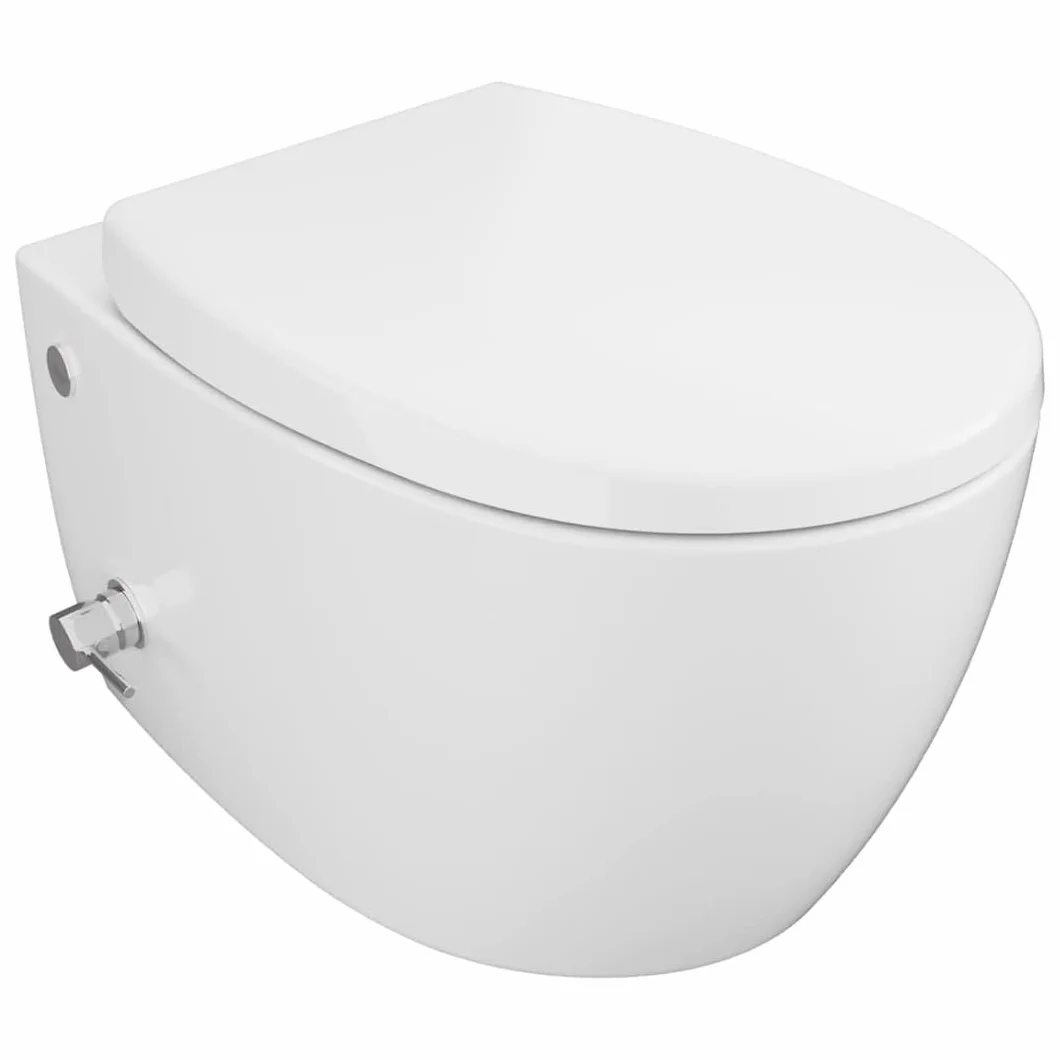 Aqua Bagno Taharet Toaleta z prysznicem, toaleta z funkcją bidetu / funkcją prysznica, wisząca toaleta naścienna | długość 51 cm