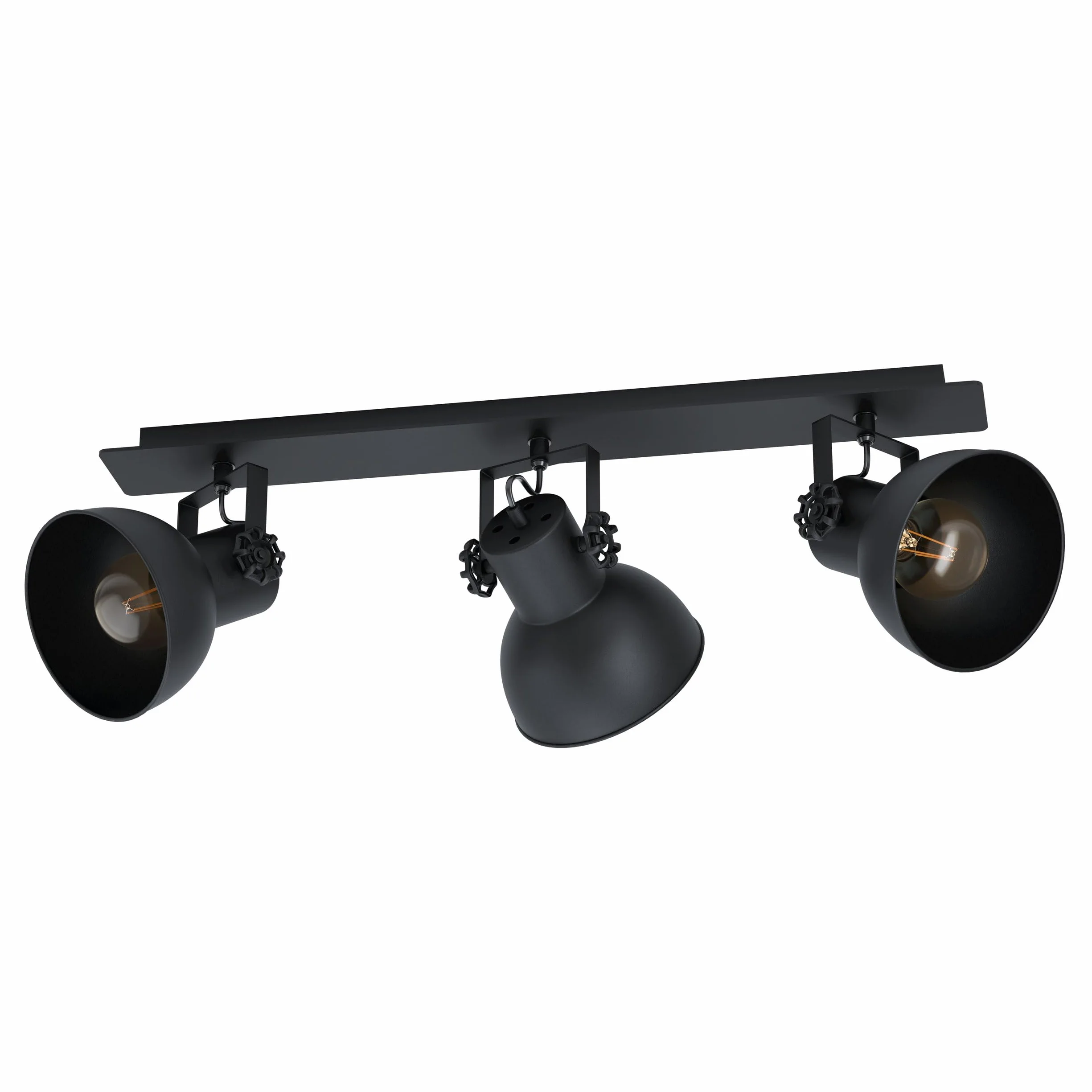 EGLO Lampa sufitowa Barnstaple 1, 3-punktowa lampa sufitowa w stylu vintage, industrialna, retro, reflektor sufitowy ze stali, lampa do salonu w kolorze czarnym, lampa kuchenna z oprawką E27