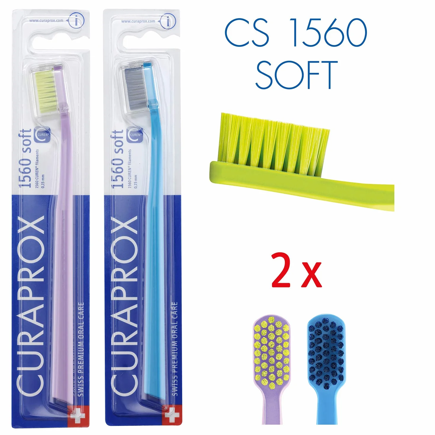 Curaprox CS 1560 szczoteczka do zębów miękka opakowanie 2 szt. (różne kolory)