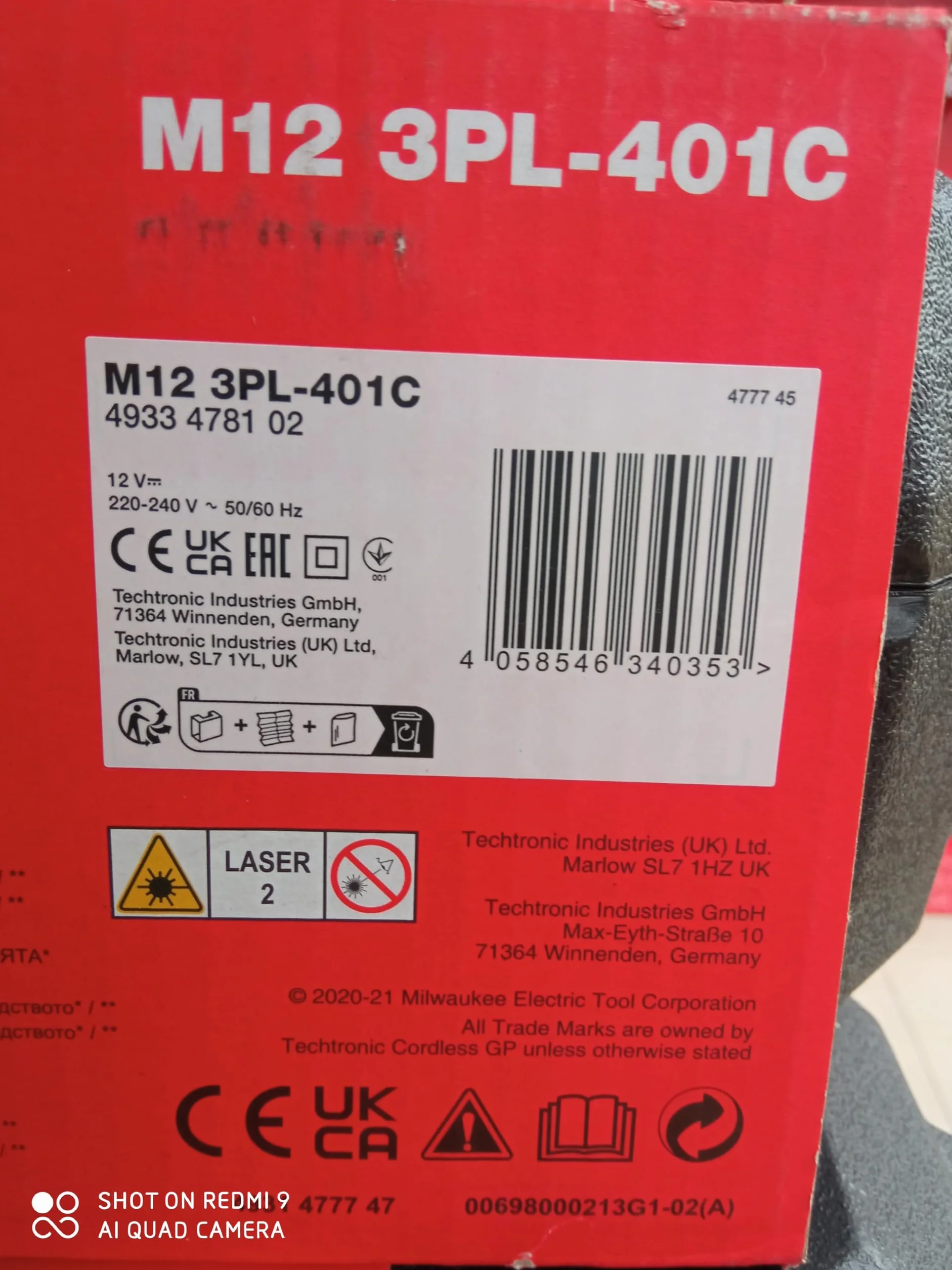 LASER VERT 3 LIGNES MILWAUKEE M12™ 360° M12 3PL-401C - 4933478102, czarny