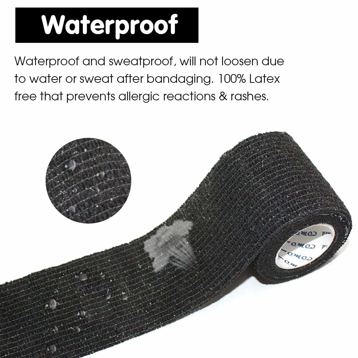 Cohesive Bandaż Fat Wrap elastyczny bandaż czarny 2,5 cm x 4,5 m 12 rolek Ankle włóknina FDA certified…
