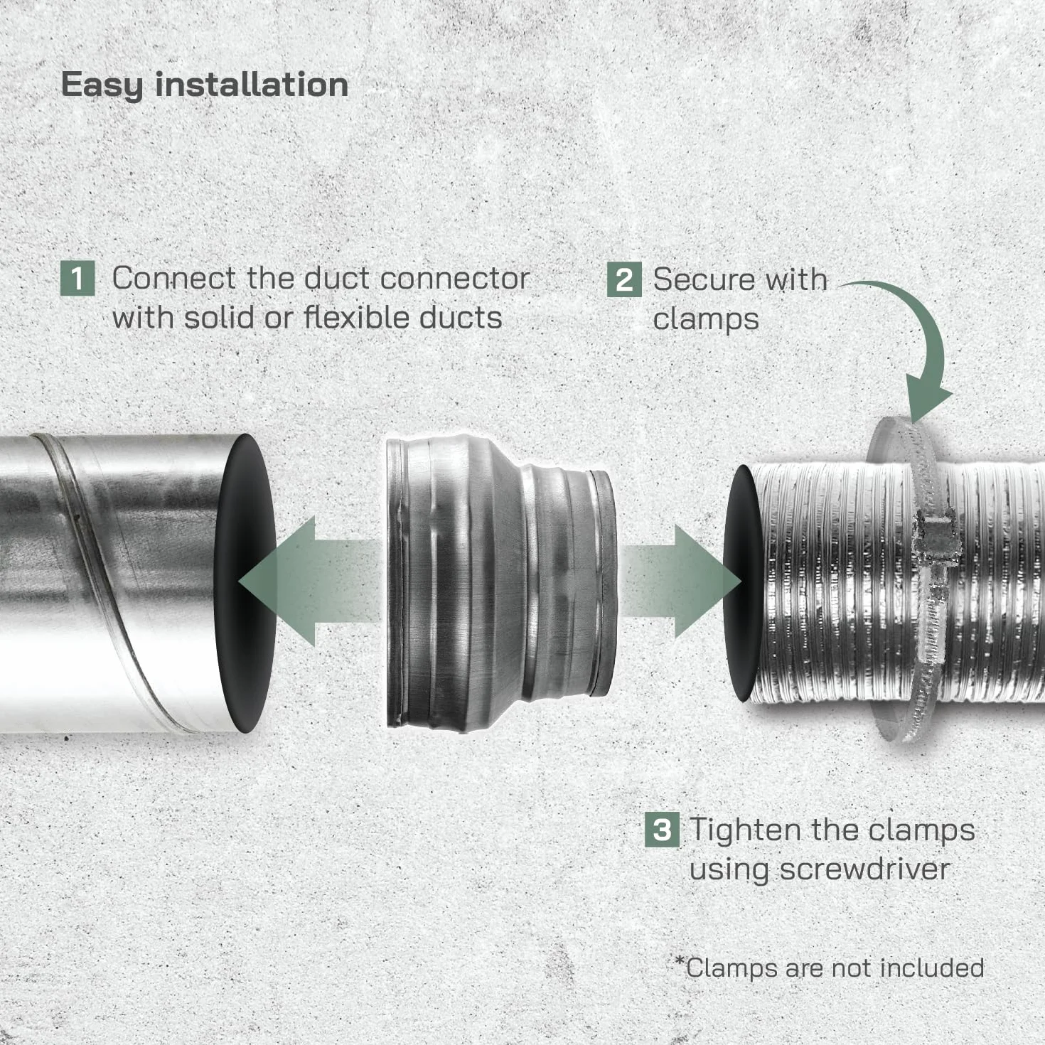 Vent Systems Adapter redukcyjny rury 160 mm do 125 mm – złącze redukcyjne do systemów wentylacji HVAC, rury wentylacyjnej, rury wylotowej, łącznika klimatyzacji – redukcja rury okrągłej/redukcja