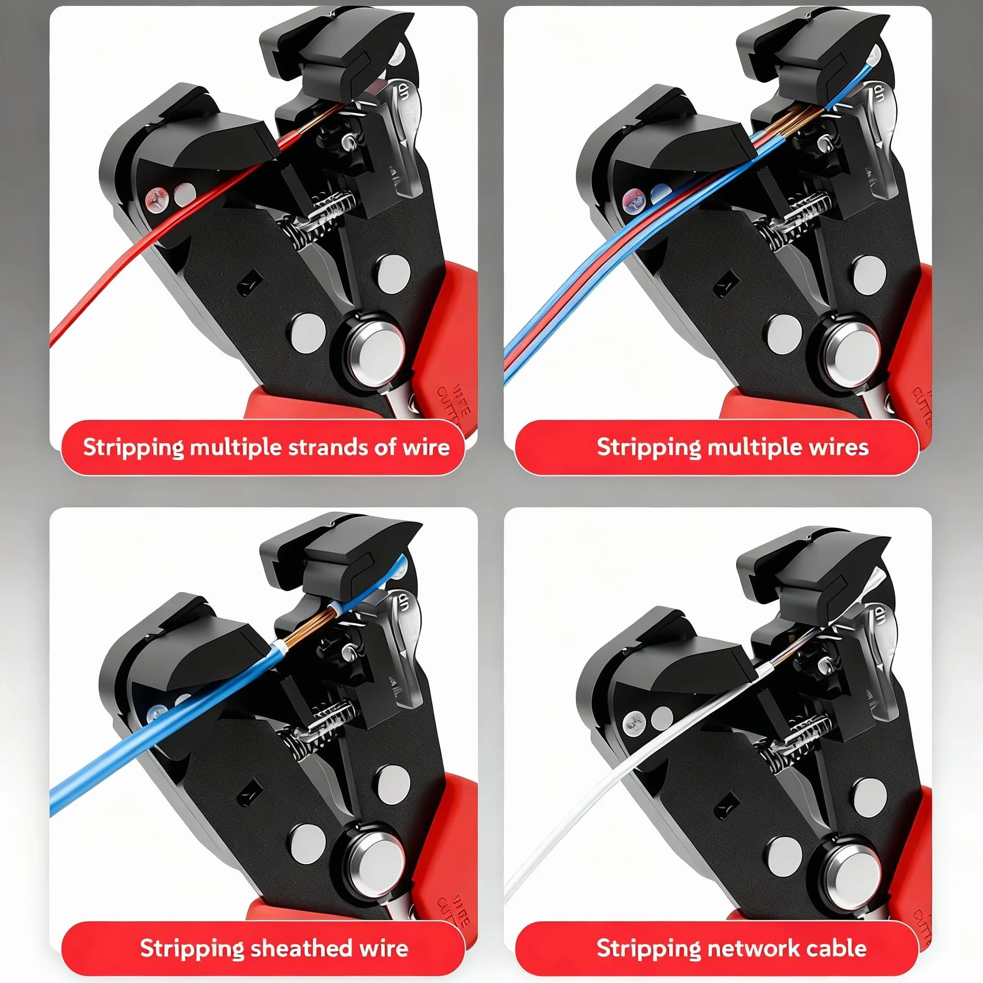 Automatyczne szczypce do ściągania izolacji, 3 w 1, narzędzie do ściągania izolacji: 0,2 – 6 mm², szczypce do ściągania izolacji z antypoślizgowym, regulowany ogranicznik długości, do