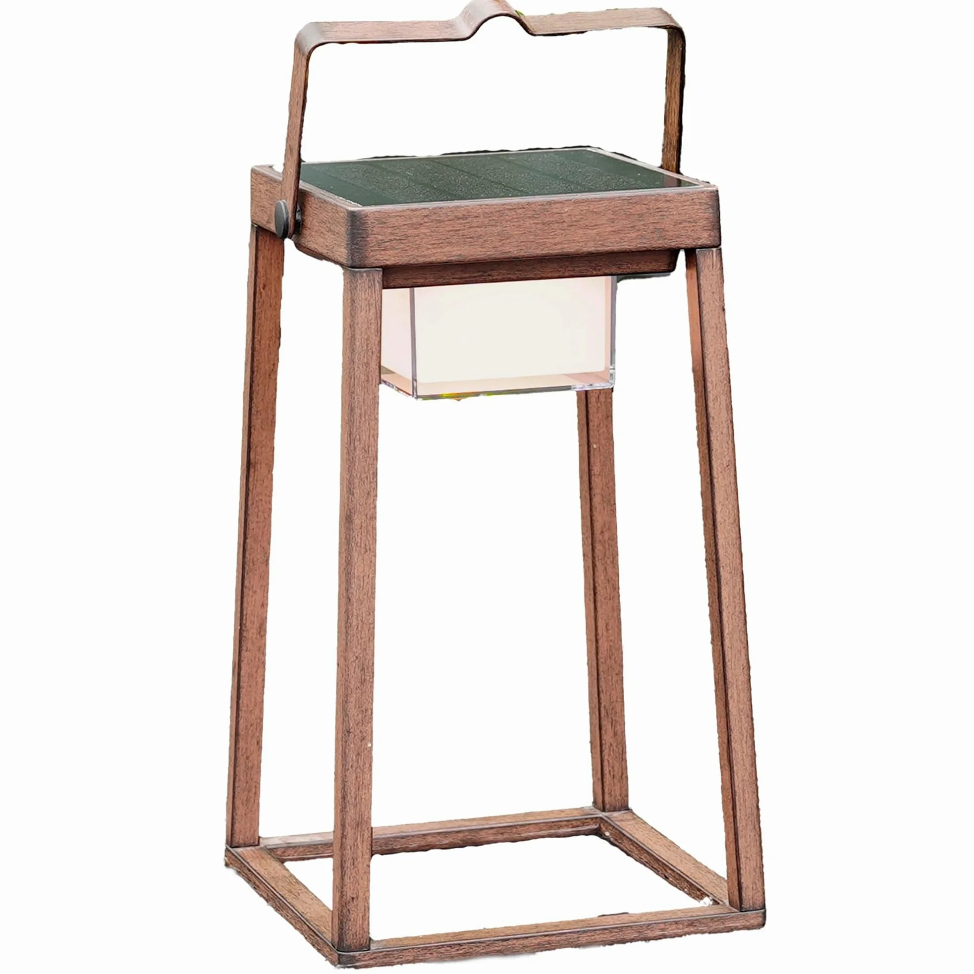 Verona H30cm aluminiowa lampa solarna z efektem drewna LED ciepła biel