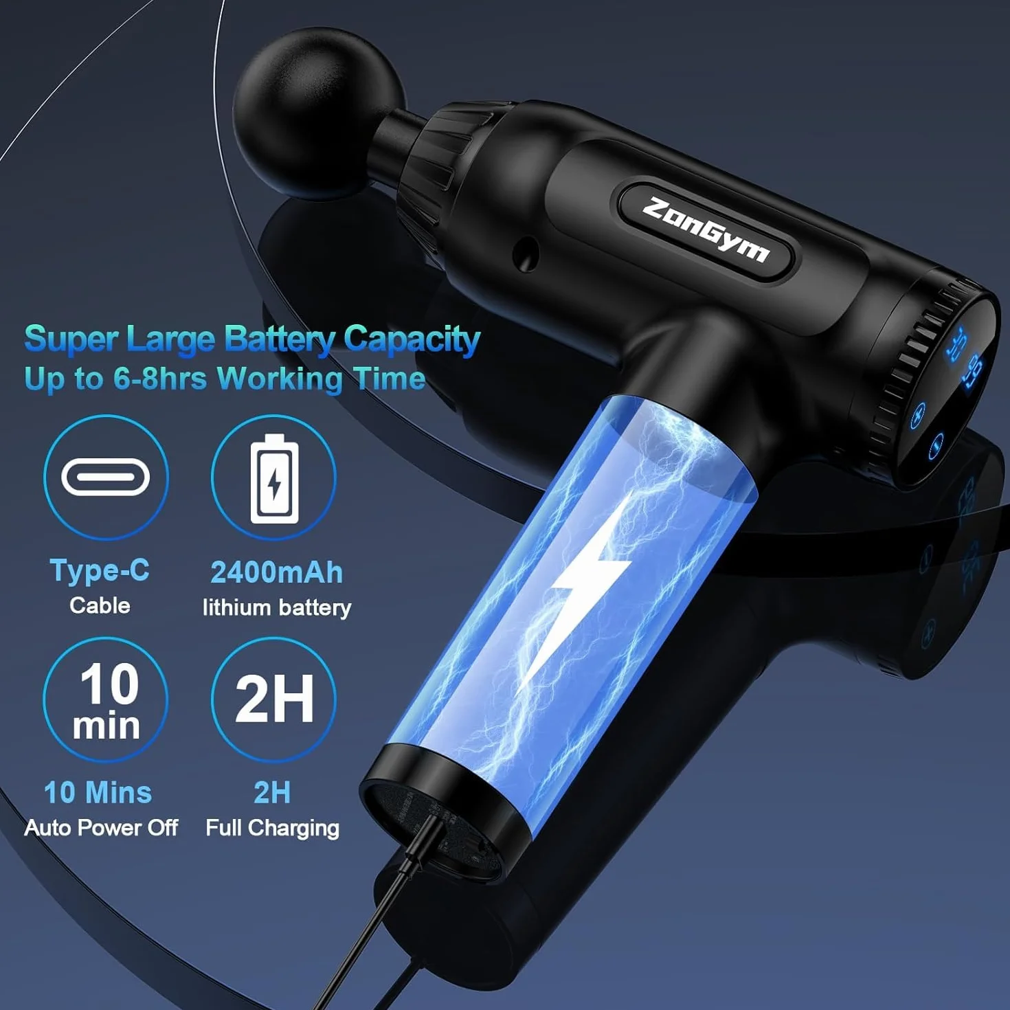 Massage Gun Deep Tissue, Percussion Muscle Massager Gun, 30 Speeds Quiet Handheld Massager for Muscle Neck Back Shoulder, LCD Touch Screen with 10 Heads