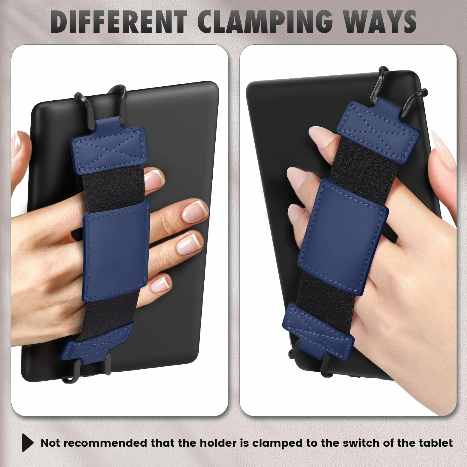 MoKo Soft Hand Strap for 6-8" Kindle Fire Tablet, Versatile Finger Grip Holder, Black
