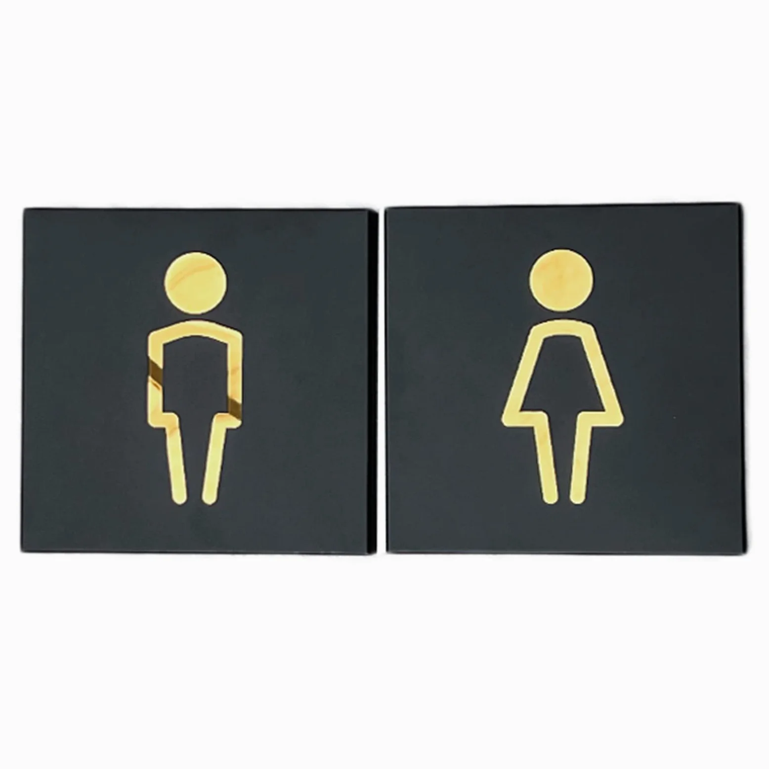 Znak na drzwi łazienki dla mężczyzn i kobiet ze stali nierdzewnej, czarny 8-calowy kwadratowy symbol do toalety, biur, firm restauracji,Znak na drzwi toalety(C)