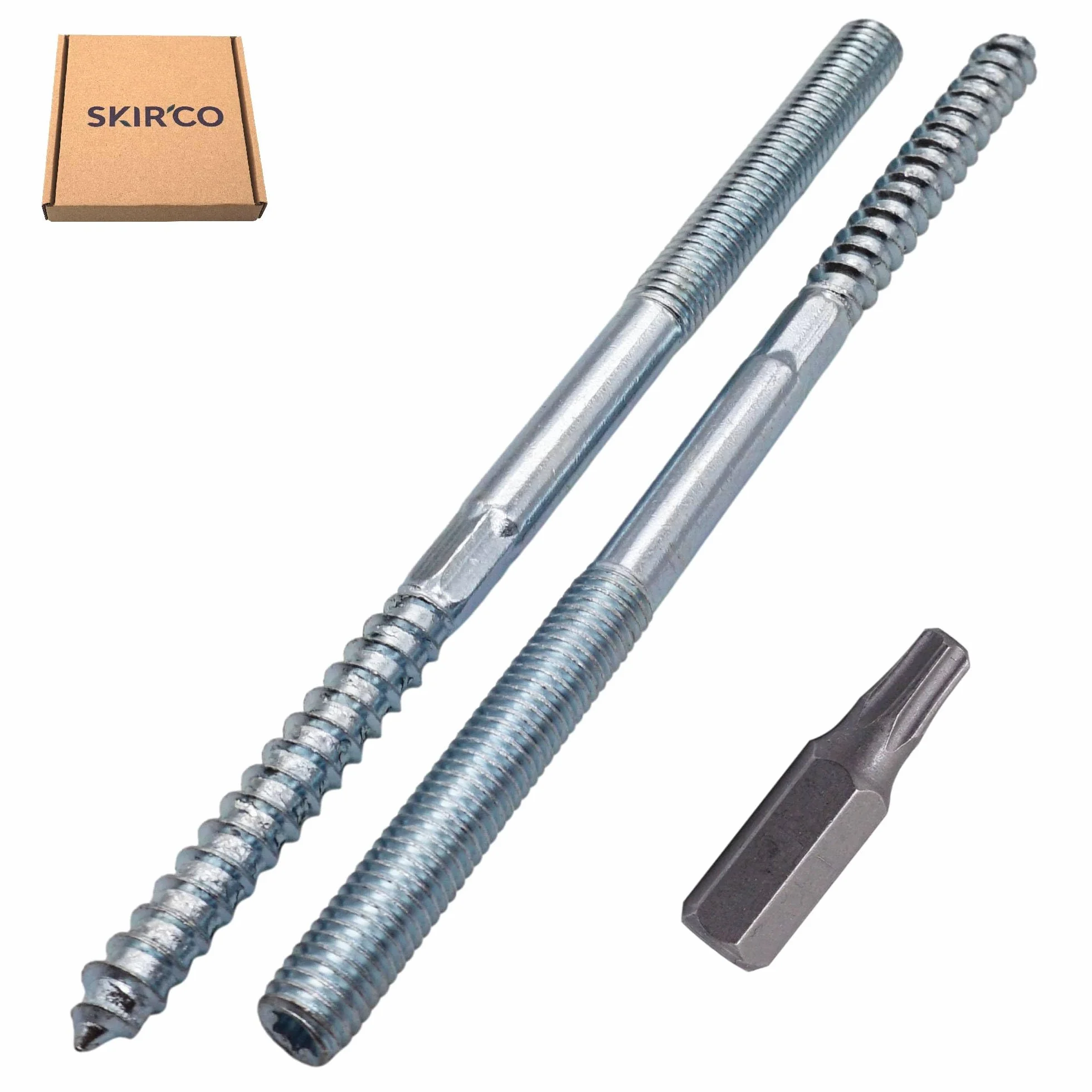 SKIR'CO (10 szt.) Śruby wieszakowe M8 x 140 mm, śruby do kołków z gwintem dwustronnym, śruby z łbem podwójnym
