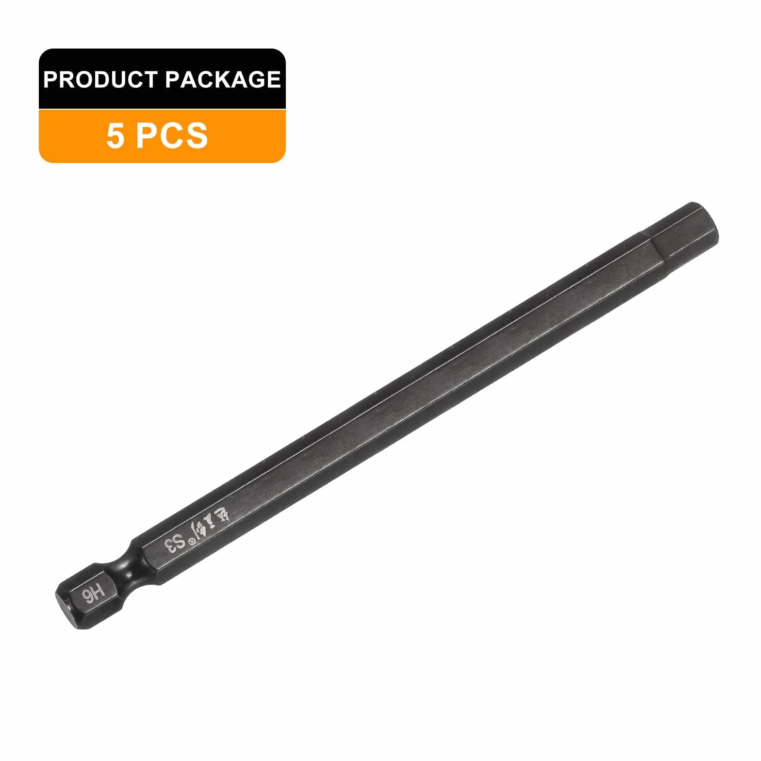 QUARKZMAN 5 sztuk kluczy imbusowych wiertło 6 mm (H6) metryczne 1/4" trzpień sześciokątny 4" (100 mm) długość S3 stal magnetyczny śrubokręt bity standard przemysłowy sześciokątny elektryczny