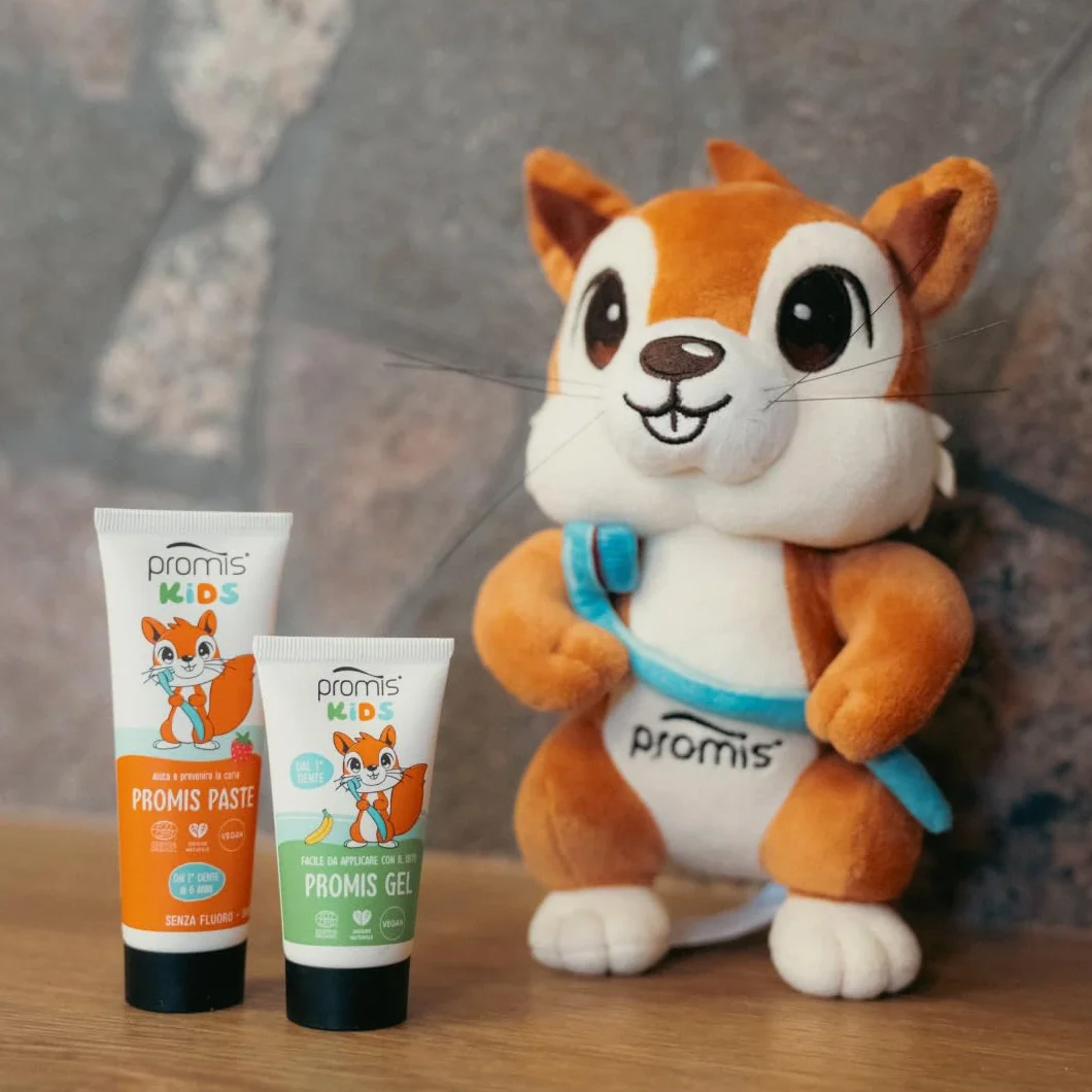 Promis Paste Kids pasta do zębów dla dzieci bez fluoru 0-6 lat, przeciw próchnicy z hydroksyapatytem, naturalna i ekologiczna, bezpieczna w przypadku połknięcia, truskawki, na zęby mleczne
