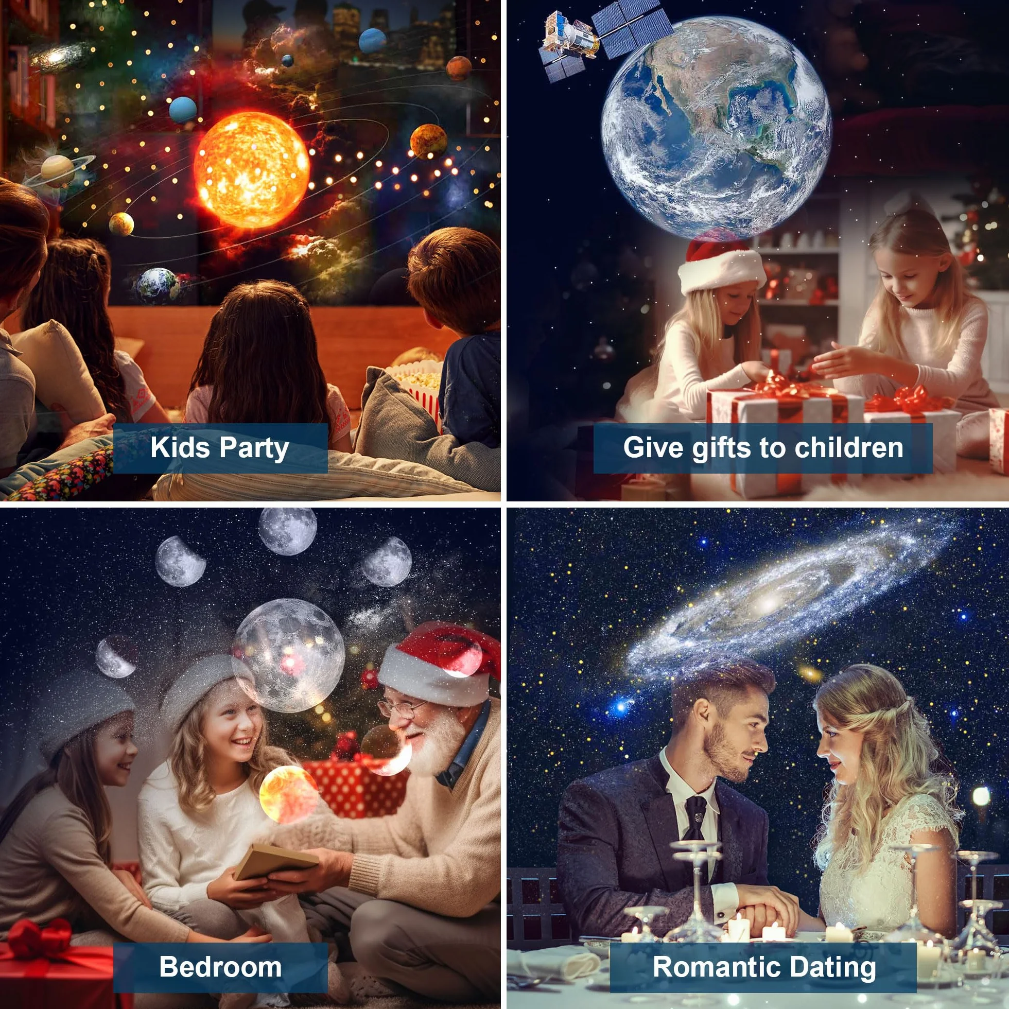 Mexllex Planetarium Projektor Gwiaździstego Nieba, 12 Planet, Galaktyka LED dla Dzieci, Sypialnia