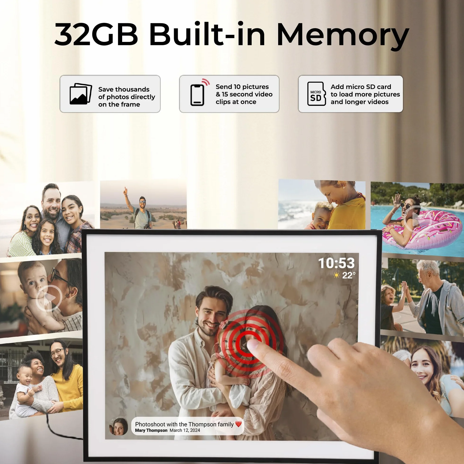 Denver PFF-1970 Cyfrowa ramka na zdjęcia Wi-Fi Full HD IPS 32 GB czarna