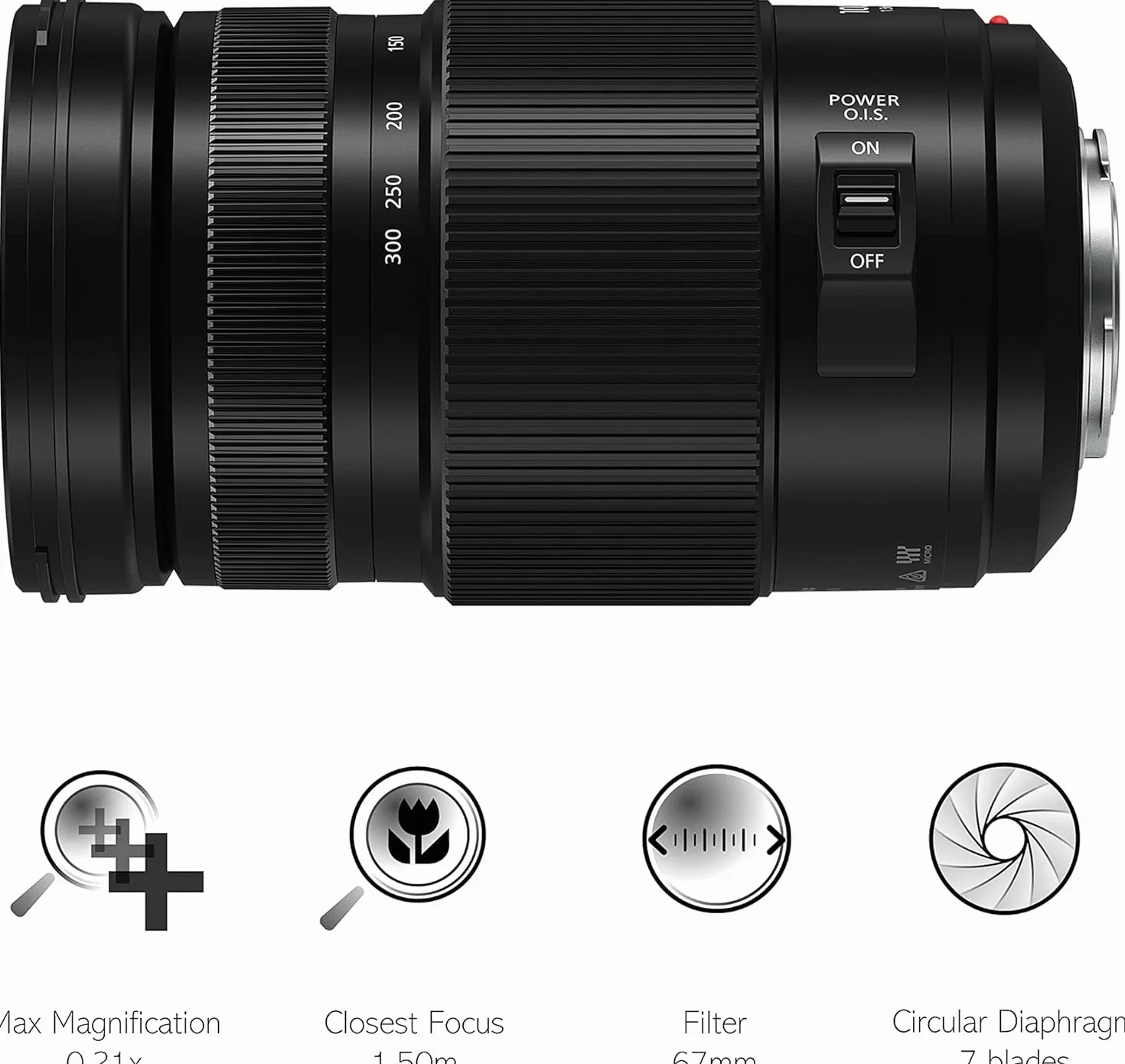Panasonic LUMIX G VARIO teleobiektyw zmiennoogniskowy 100-300mm F4.0-F5.6 filtr φ67mm micro 4/3 czarny