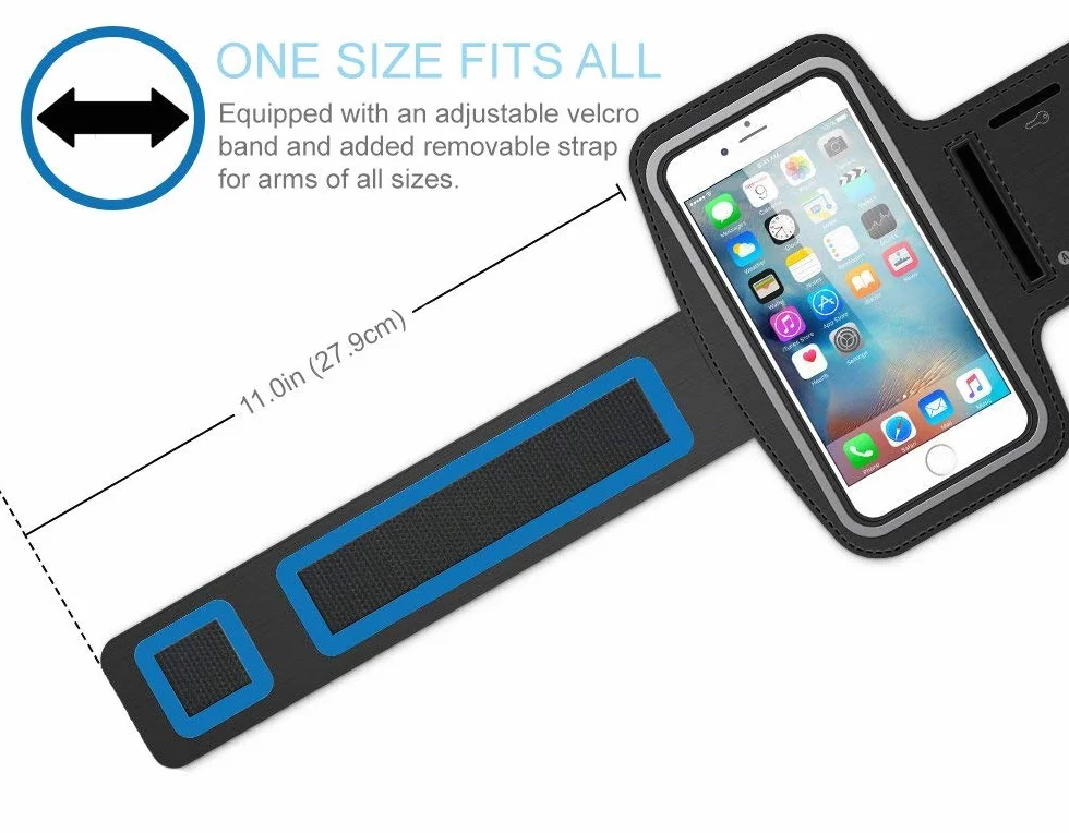 MMOBIEL sportowa opaska kompatybilna z iPhone 16/15/14/13/12/11/X/XR/XS/8(+)/7(+) Samsung S25/S24/S23/S22/S21/S20/S10(+)/Note 10, 6,2 cala, wodoodporny, elastyczny neopren, paski odblaskowe