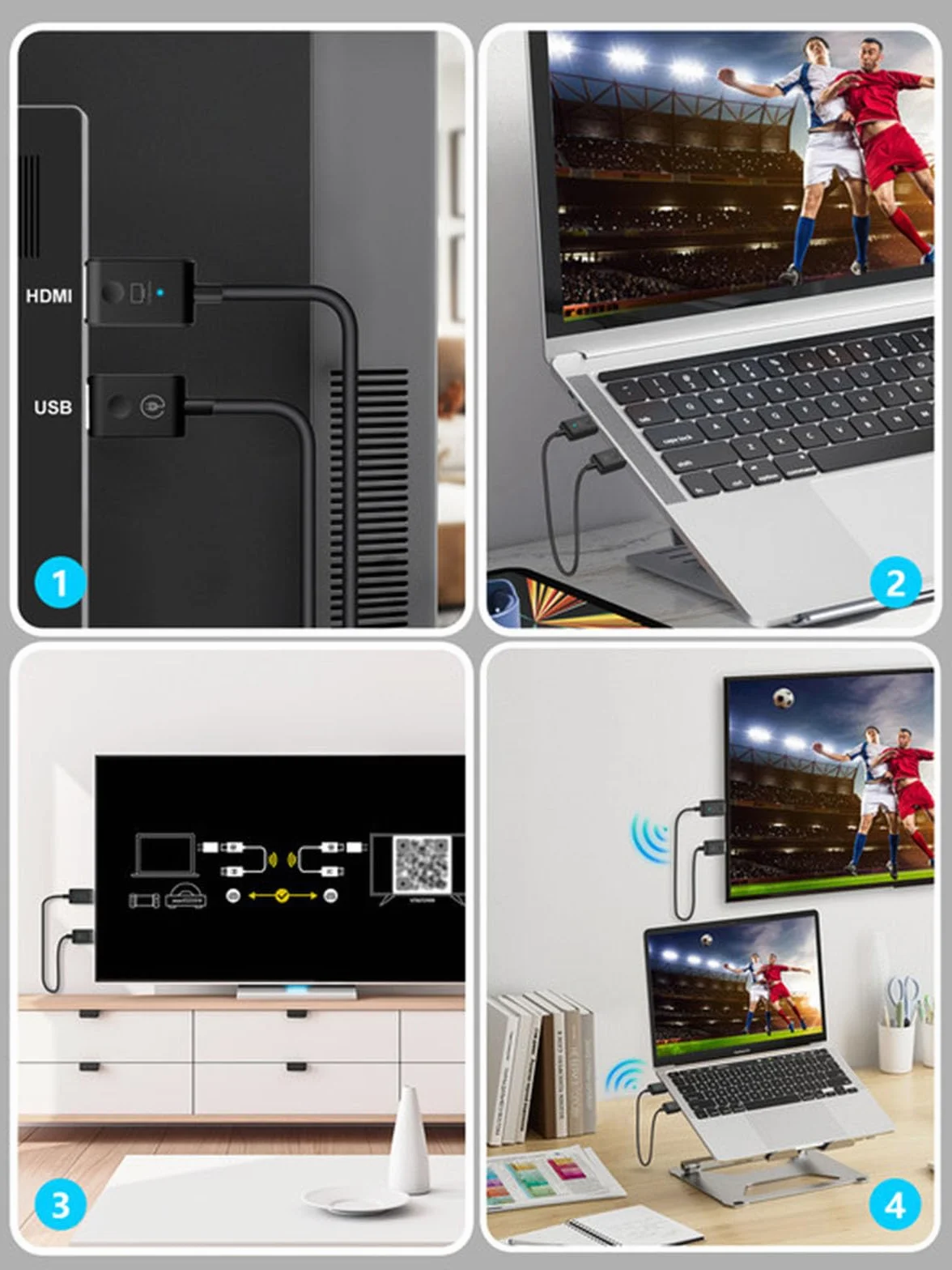 Moman Bezprzewodowy HDMI CS6, 1080P Nadajnik i Odbiornik 50m/165FT 5Ghz Wireless Video Projection dla Monitor PC HDTV Kamera PS4 Projektor