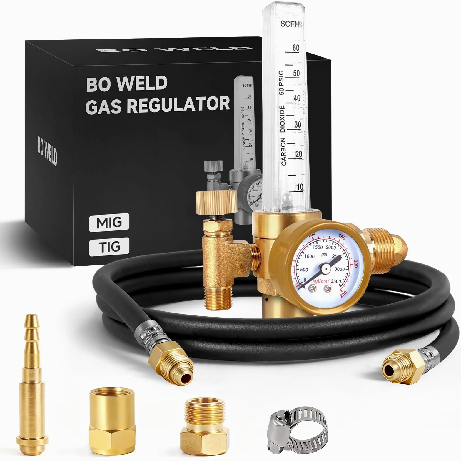 BO WELD argon regulator przepływu CO2 regulator przepływu gazu z wężem gazowym 2,1 m do spawarki TIG MIG