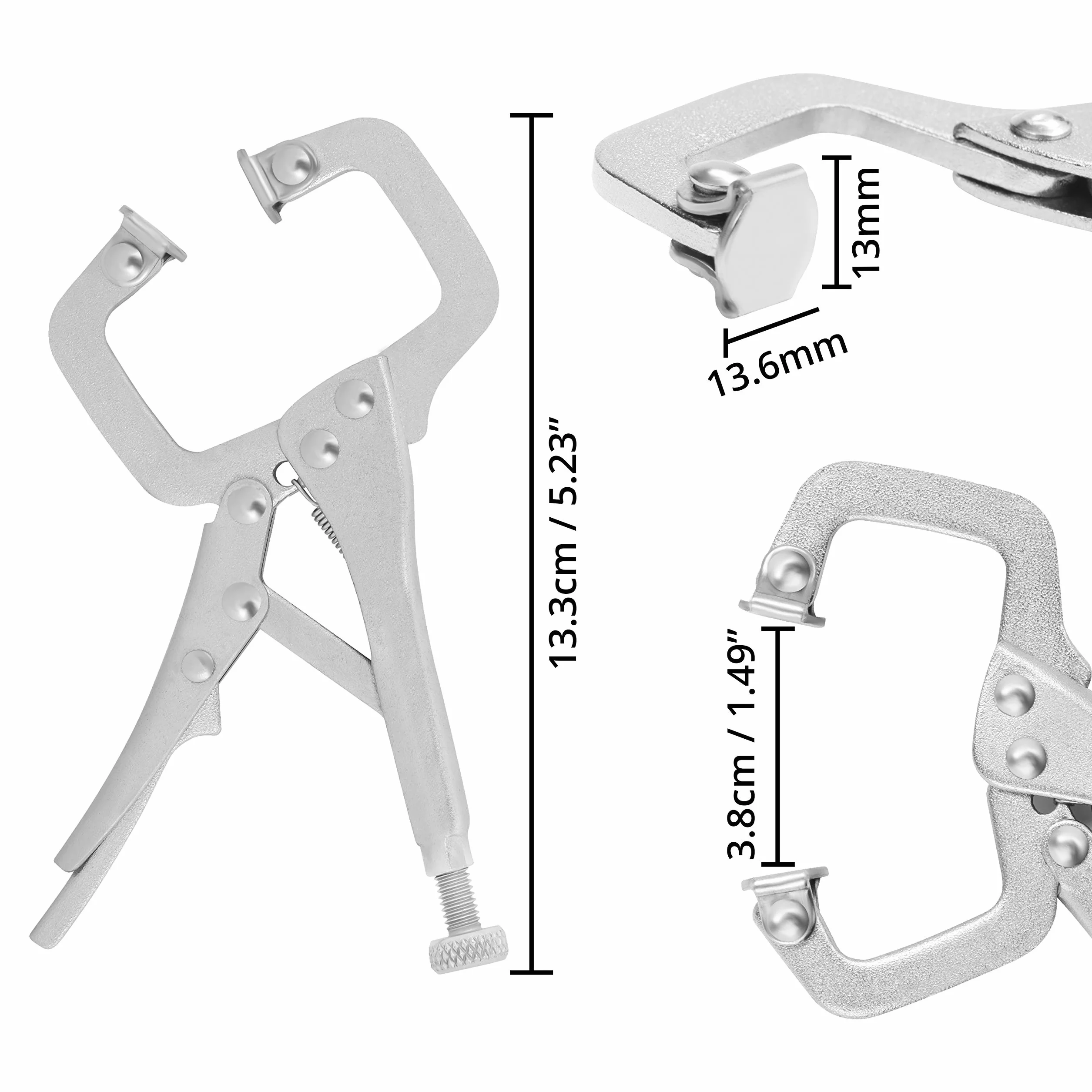Kurtzy 13,3 cm Metalowe Zaciski ze Śrubą Regulacyjną i Obrotowymi Podkładkami (4 Sztuki) - Szybkie i Łatwe w Obsłudze Mini Szczypce Spawalnicze do Nierównych Powierzchni i Kątów - Rękodzieło i Hobby