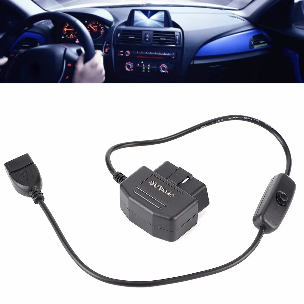 Kabel zasilający OBD2 na USB 16 pin do Dash Cam samochodowej 18.7 cala