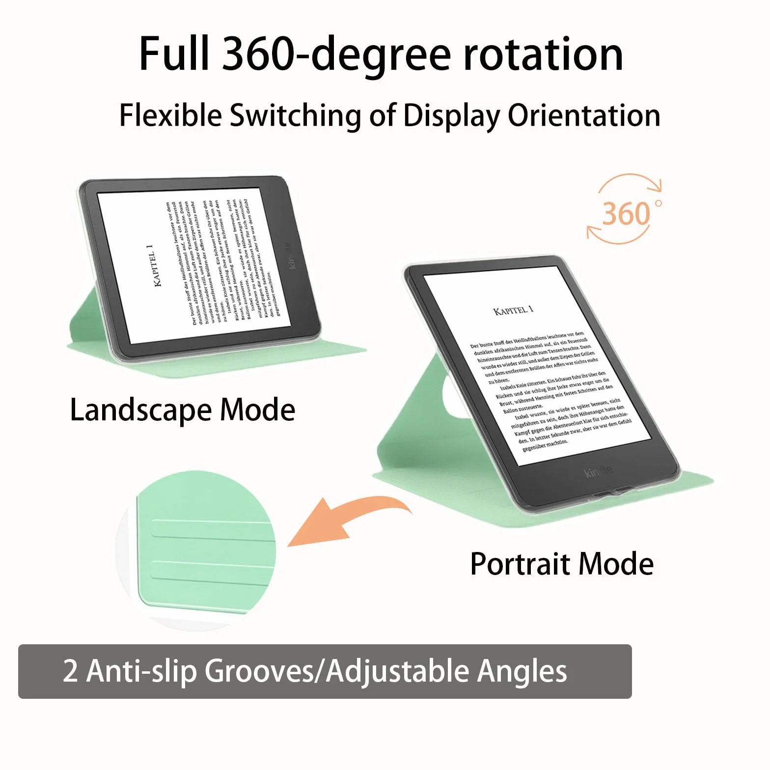 Etui do Kindle Paperwhite 12. generacji 2025/2024, obracane o 360°, magnetyczne, Auto Sleep Wake (zielona)