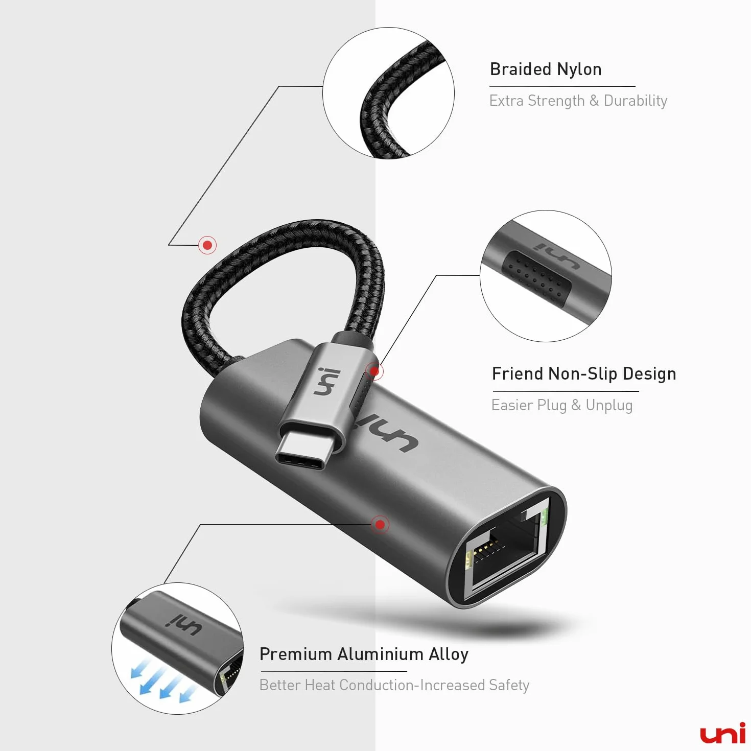 Adapter USB C do Ethernet RJ45 Thunderbolt 3 Type-C Gigabit LAN sieciowy