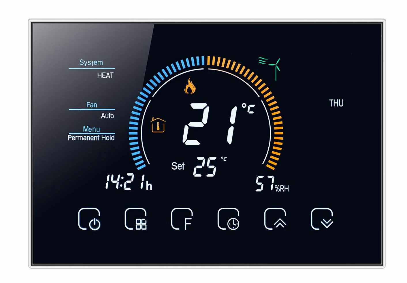 Inteligentny termostat WiFi, programowalny regulator temperatury do klimatyzacji z 4-rurowym ekranem LCD, wskaźnik pogody, wskaźnik UV, współpracuje z Alexa Google Home 95~240 V AC