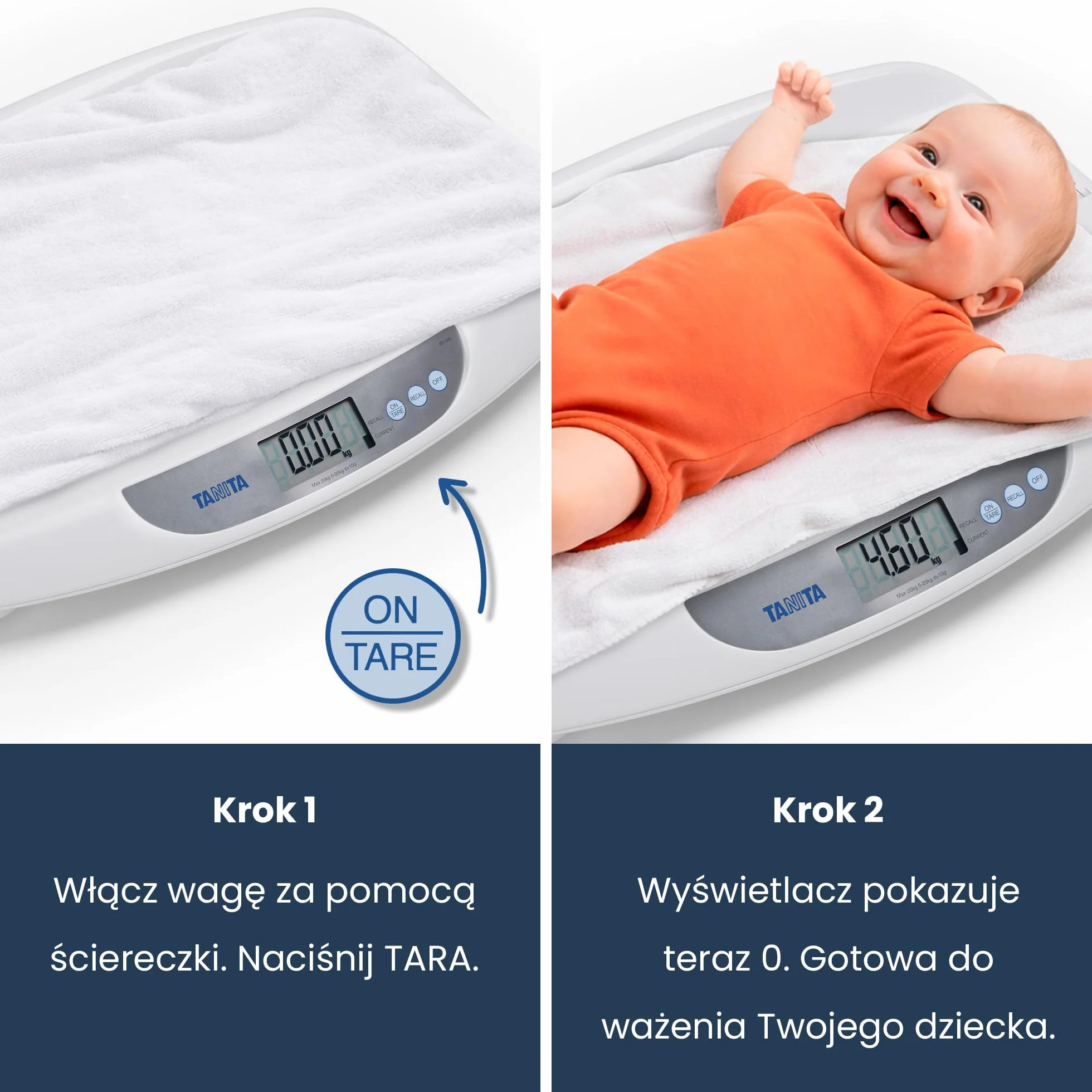 TANITA BD-590 cyfrowa waga dziecięca z miernikiem długości, biała