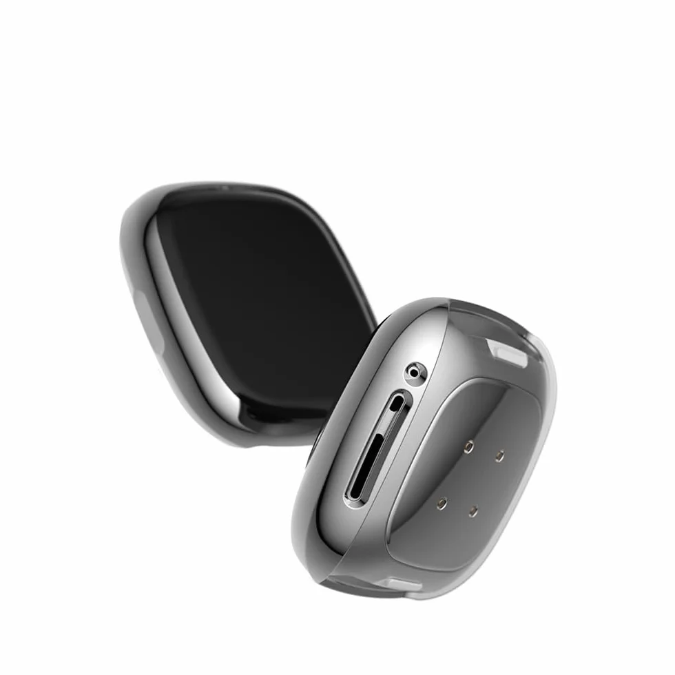 Etui Fitbit Versa 3/Sense folia ochronna silikon TPU srebrne