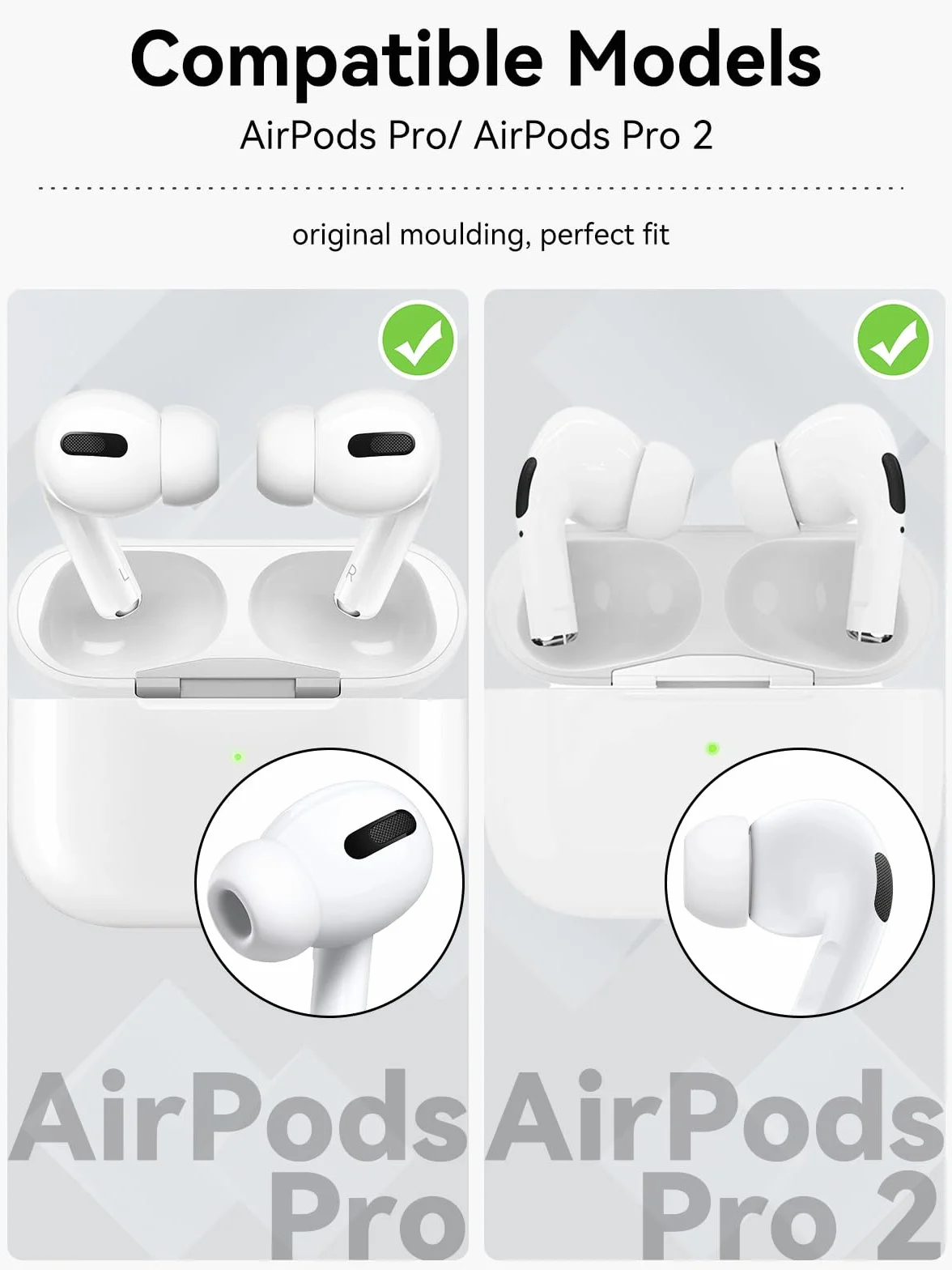 aceyoon 8-częściowe wymienne końcówki douszne do Airpods Pro, silikonowe końcówki douszne do AirPods Pro 2 z otworem redukującym hałas, antypoślizgowe końcówki douszne do AirPods Pro/AirPods Pro 2