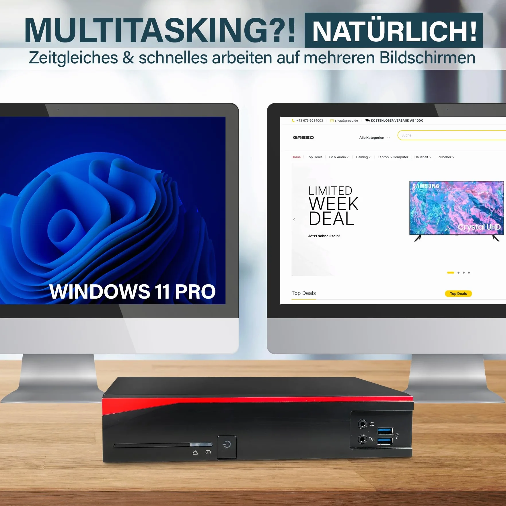 Fujitsu Mini PC Intel Quad Core 2,8 GHz 8GB DDR4 128GB SSD Windows 11 Pro