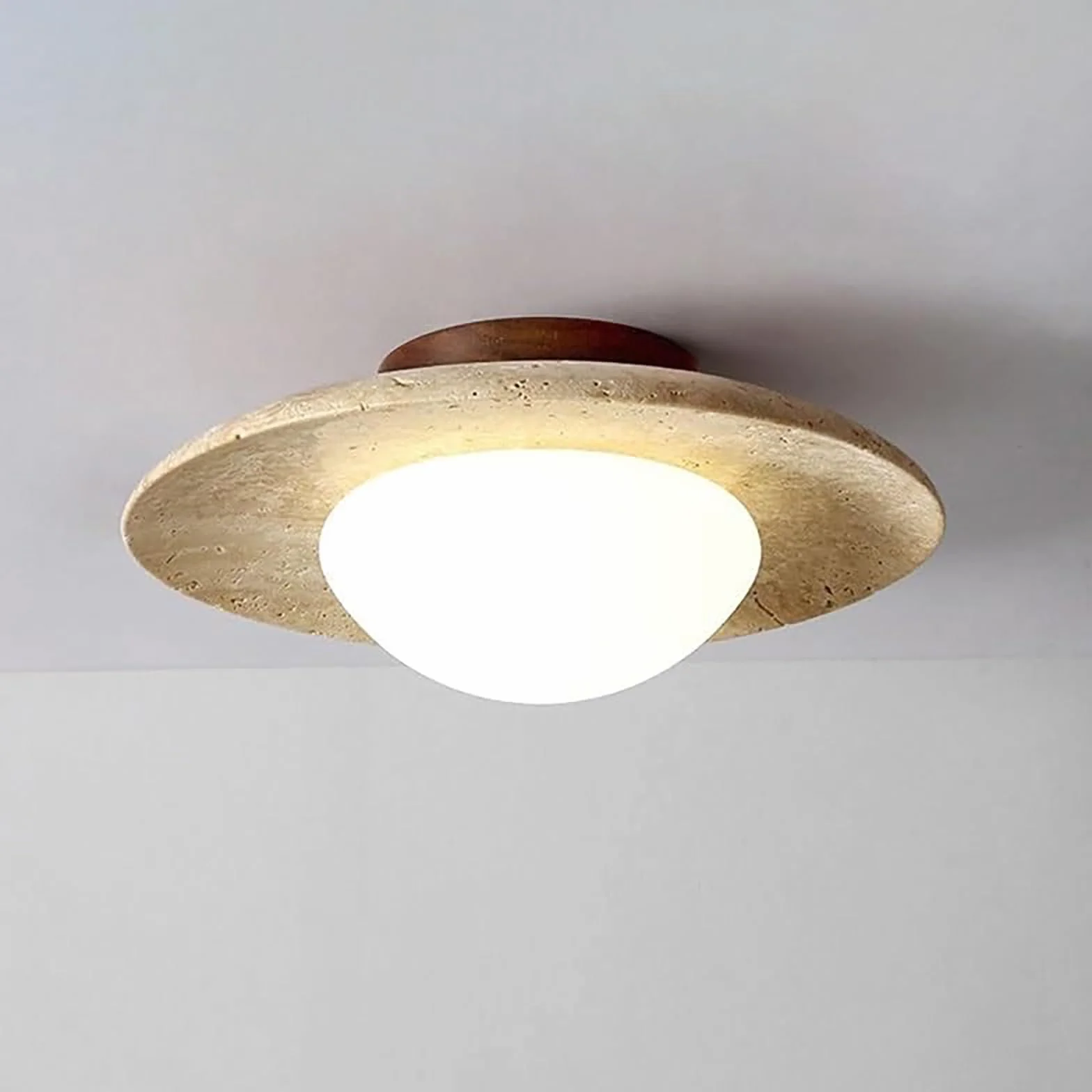 Naturalny żółty trawertyn żyrandol w stylu skandynawskim G4 kreatywny klosz lampy sufitowej w stylu vintage, lampa sufitowa do sypialni, kuchni, kawiarni, białe światło