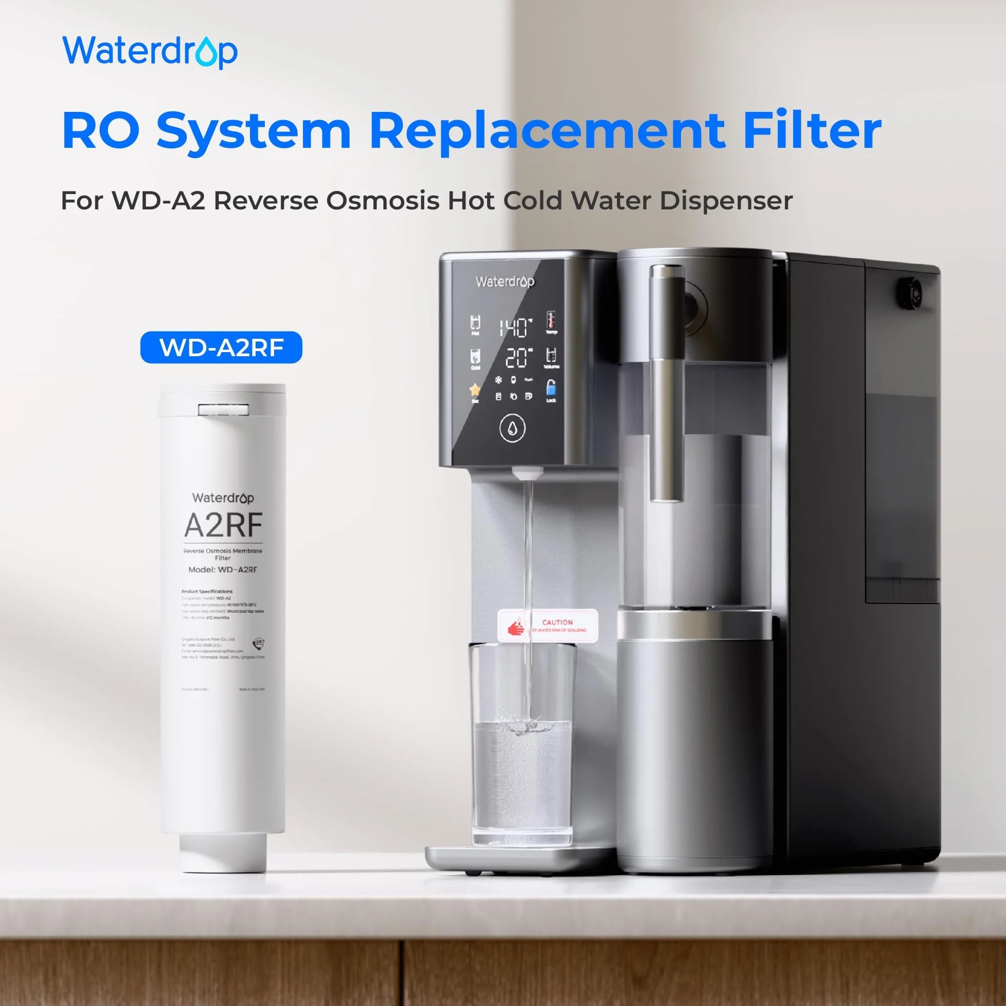 Filtr Waterdrop WD-A2RF, część zamienne do licznika systemu odwróconej osmozy WD-A2, 12-miesięczna żywotność