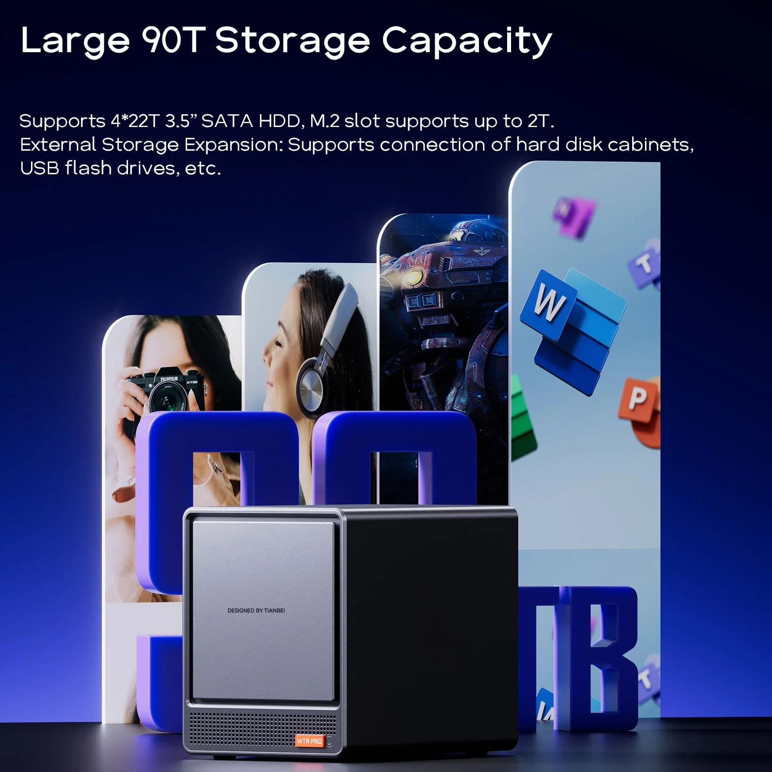 AOOSTAR Ryzen 7 5825U 4 Bay NAS mini PC, 2 gniazda M.2 NVMe, 2,5/3,5" SATAx4