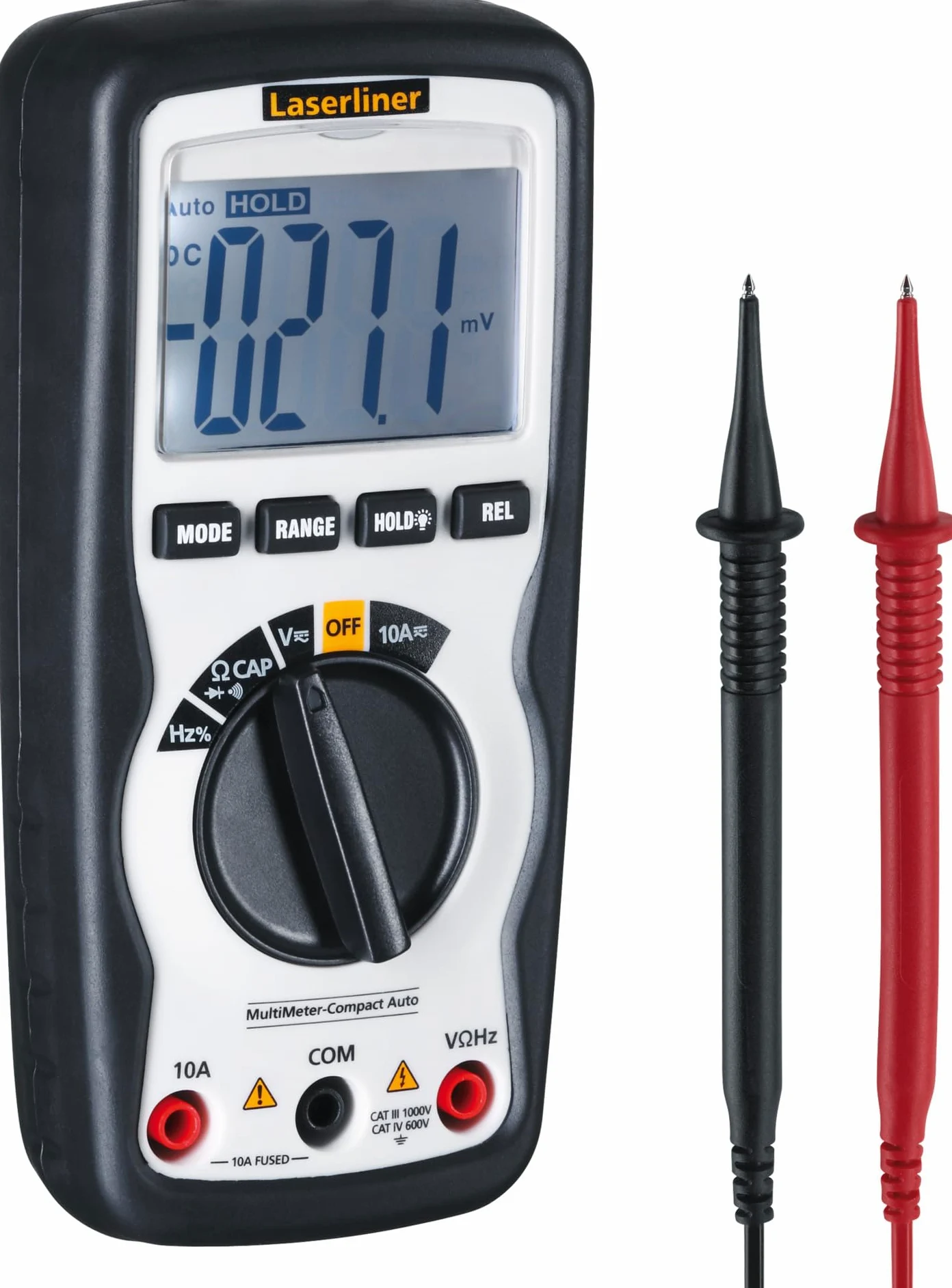 Laserliner Cyfrowy multimetr kompaktowy, z automatycznym zakresem, pomiar AC/DC, pojemność, częstotliwość, test diody, przejście z sygnałem, alarm wibracyjny