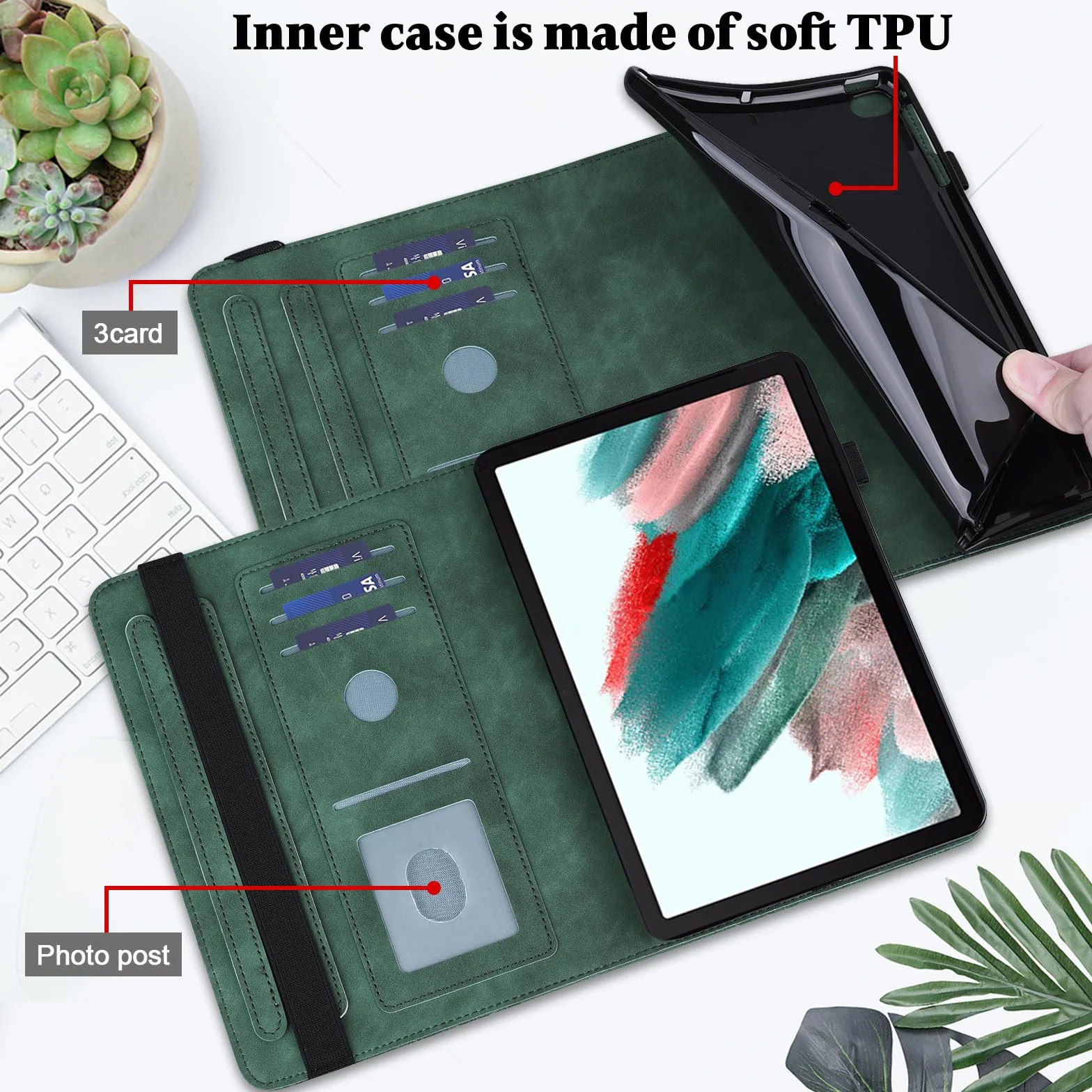 GLANDOTU Etui do Xiaomi Pad 5 / Pad 5 Pro 11 cali 2021 z folią ochronną i rysikiem Stylus – (automatyczne uśpienie / budzenie się), ultra cienki uchwyt na długopis, skóra PU Cover Case do Xiaomi Pad 5 etui (zielone)