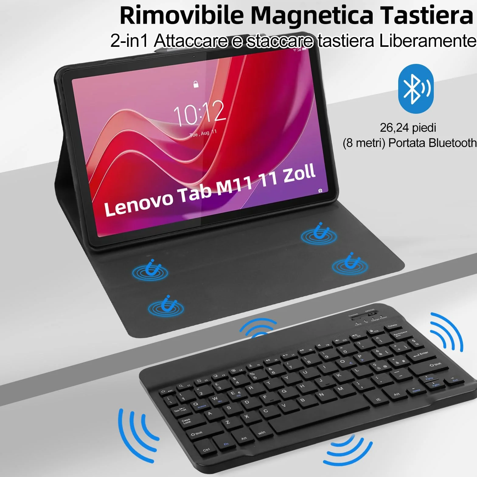 Etui na klawiaturę Lenovo Tab M11 11" Bluetooth QWERTY Wymienna klawiatura etui ochronne czarne