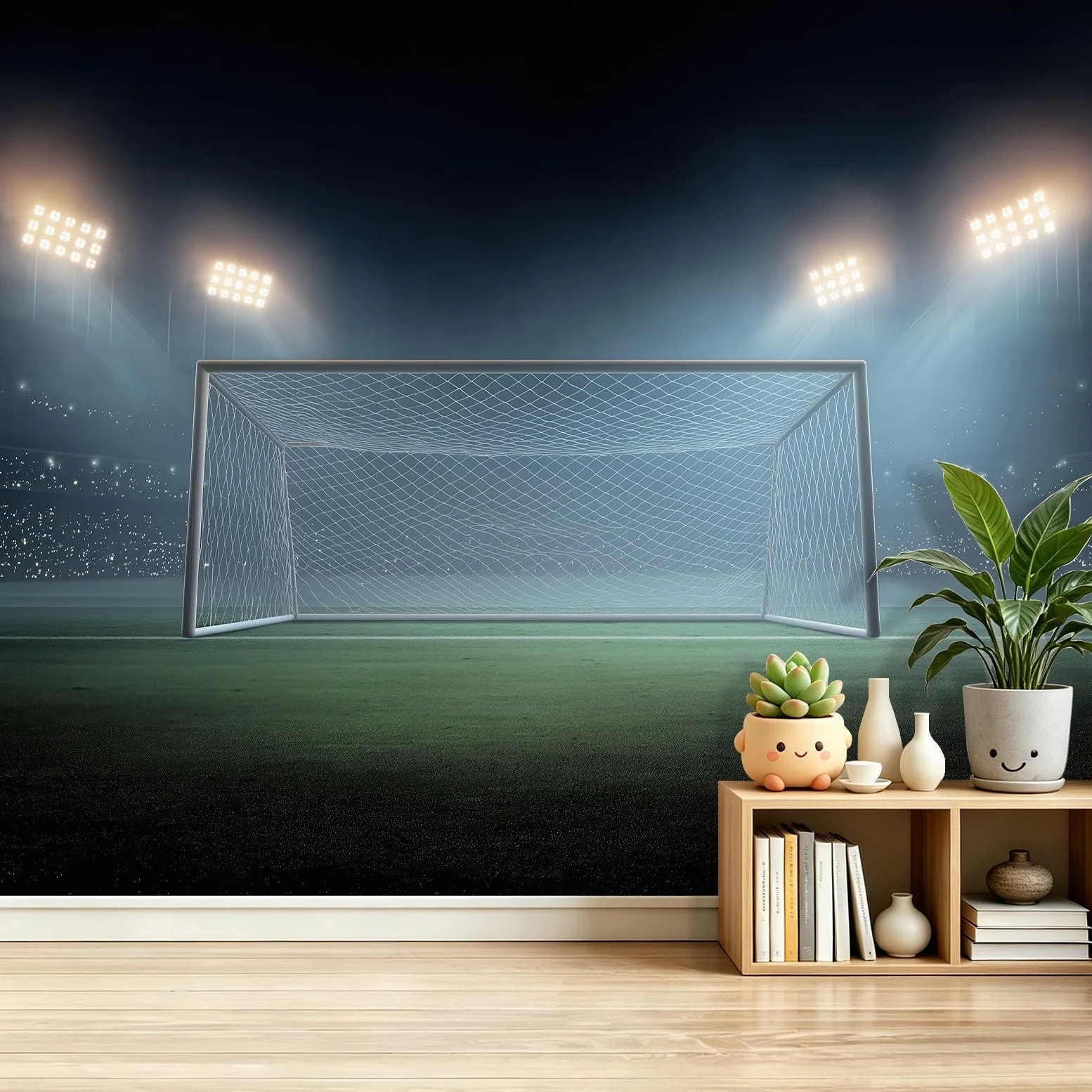 Fototapeta sportowa piłka nożna boisko do piłki nożnej fototapeta do sypialni pokoju sportowego, 300 x 210 cm fototapeta artystyczna, kolor zielony