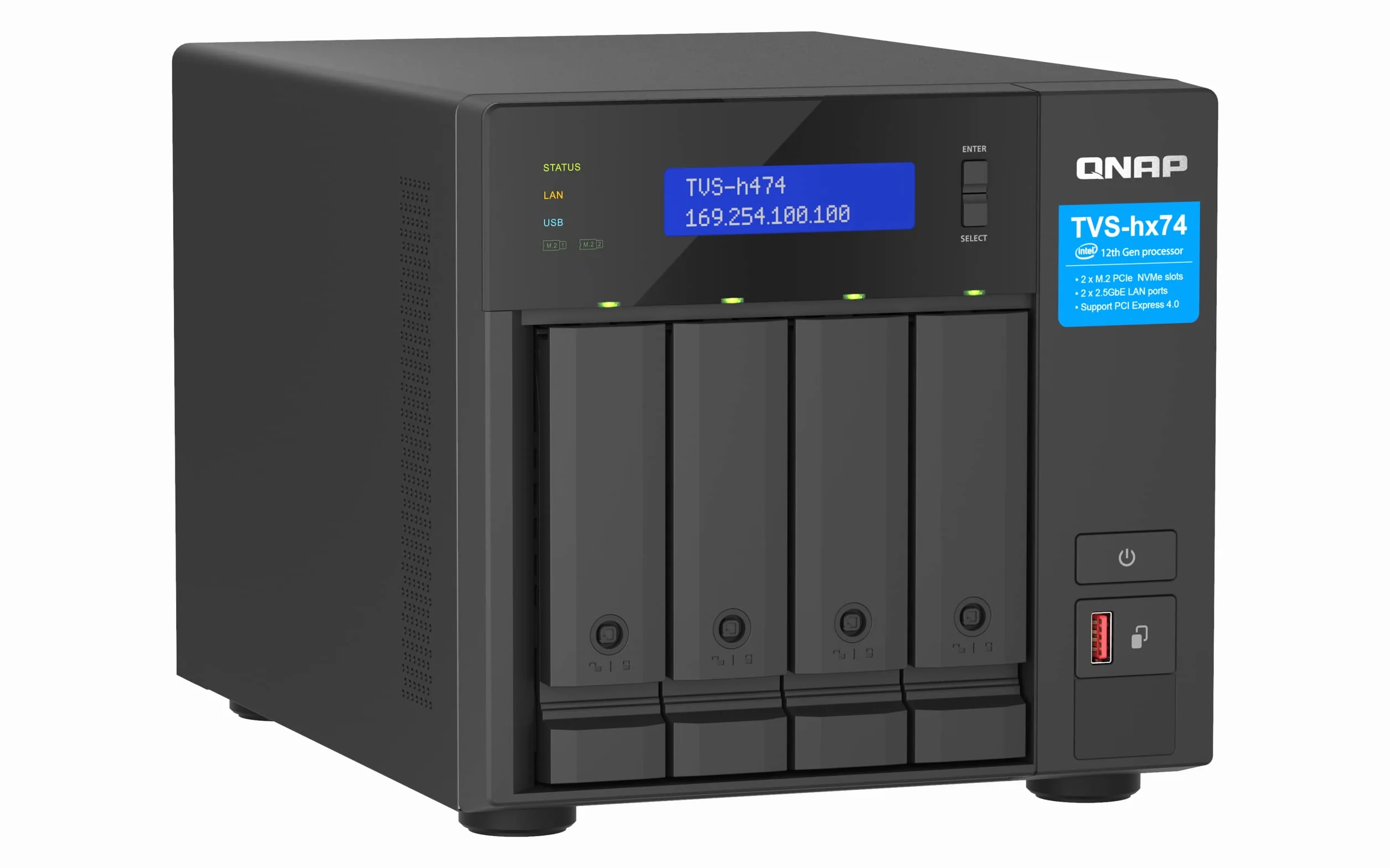 QNAP TVS-h474-PT-8G Intel Pentium Gold G7400 2-rdzeniowy 3,7 GHz 8 GB SODIMM DDR4 Czarny
