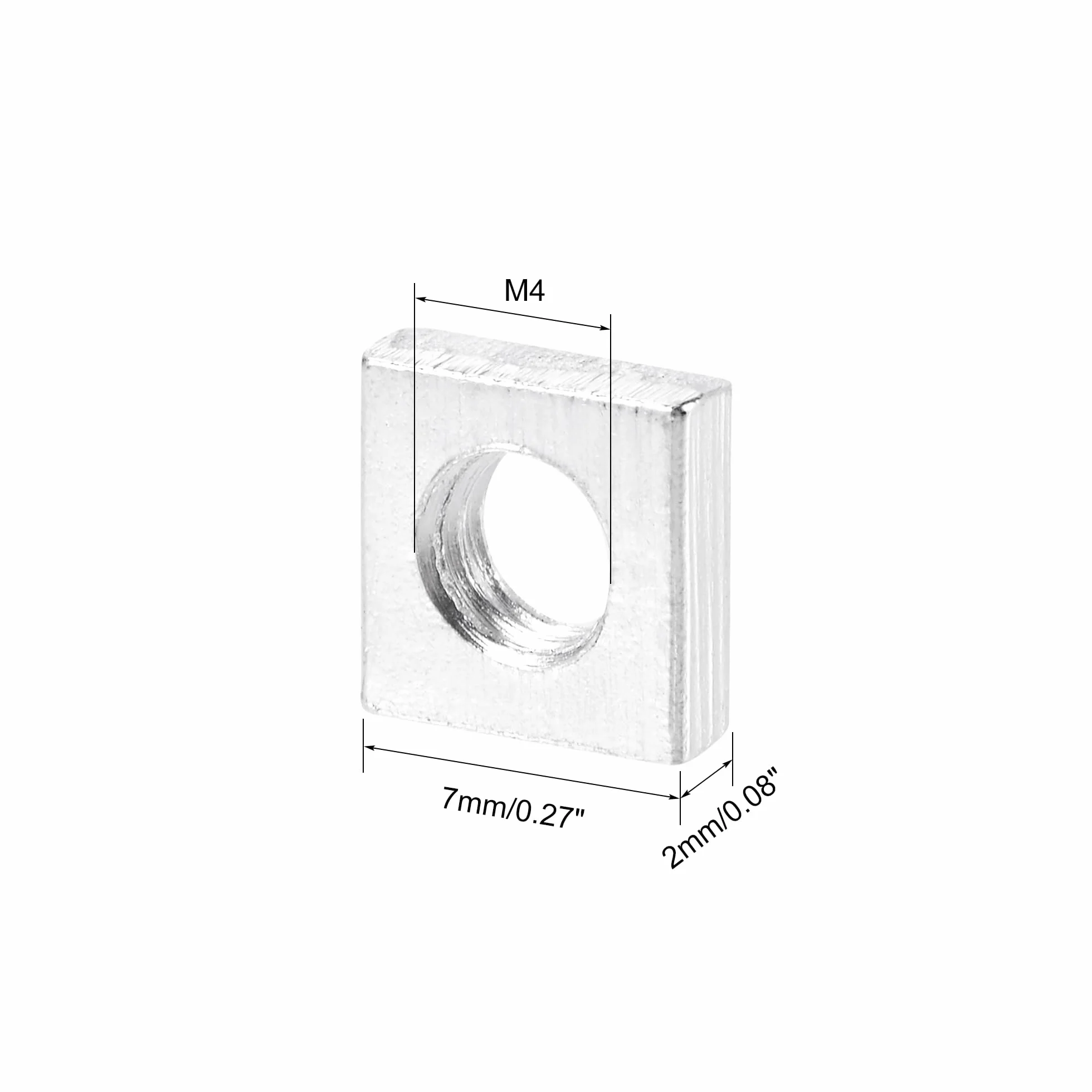 QUARKZMAN Nakrętki kwadratowe, gwint gruby gwint metryczny zestaw Asortyment kwadratowych nakrętek kwadratowych M4X7Mmx2mm, 100 sztuk