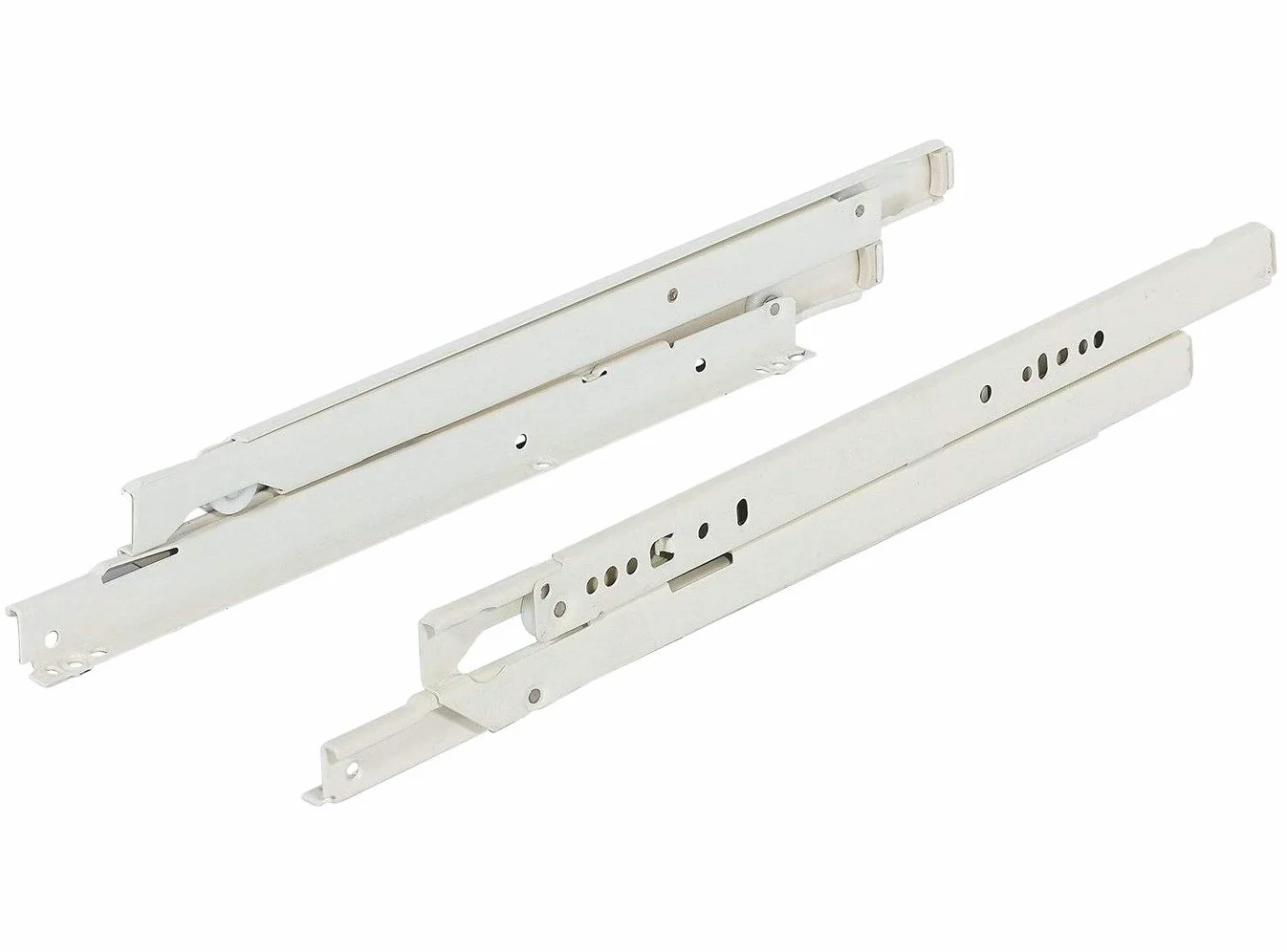 Gedotec Szyna do szuflad z pełnym wysuwem 200 mm, prowadnica rolkowa do montażu na podłożu | szyny do dużych obciążeń o nośności 50 kg | RAL 9001 biały | MADE IN AUSTRIA | 1 para – prowadnice do