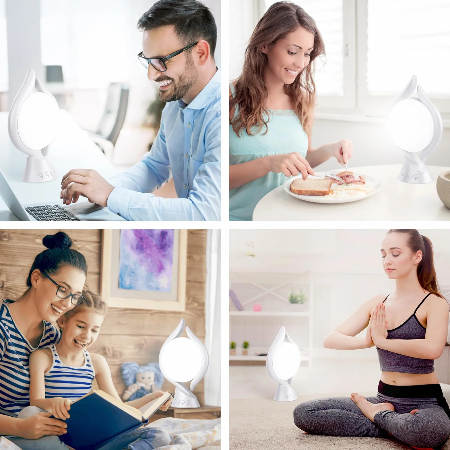 KICLBD Lampa do światła dziennego, lampa do terapii światłem dziennym 10000 Lux 3 kolory światło, 4 timery, 5 regulowanych intensywności światła i funkcja pamięci, lampa solarna bez promieniowania UV