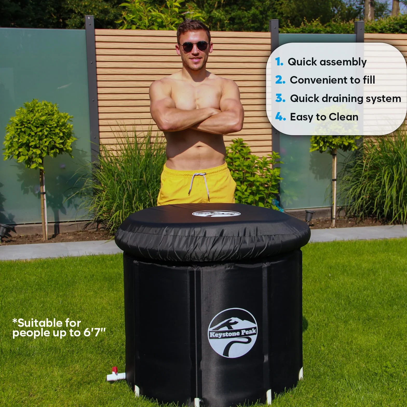 Ice Bath - 85 cm Ø * 72 cm - Wzmacniaj swój układ odpornościowy i popraw regenerację + wanna do zimnych kąpieli + przenośna wanna lodowa dla sportowców i Navy Seals + kąpiel w lodowatej
