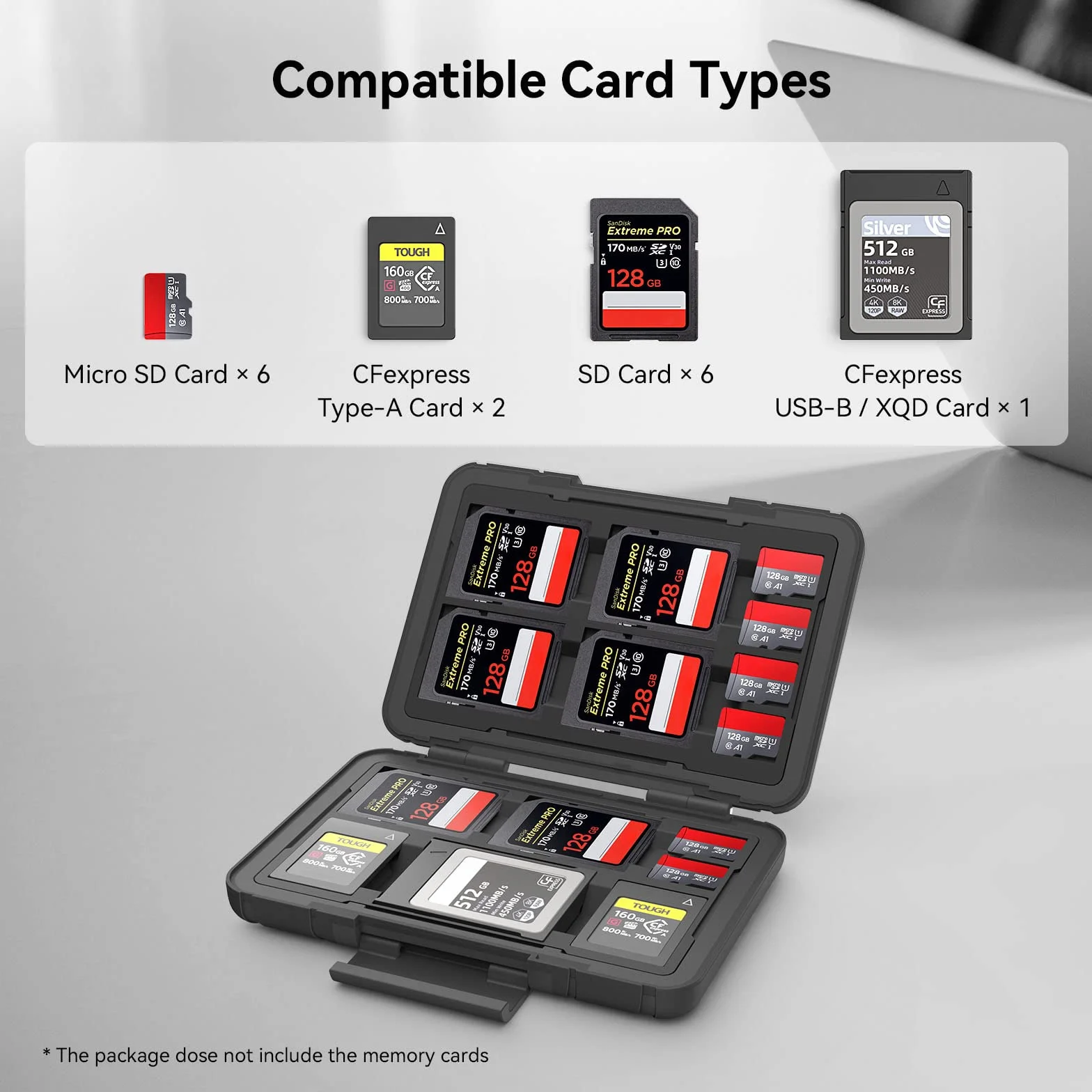 SMALLRIG Etui na karty pamięci 3192 - uchwyt na 15 gniazd, wodoodporne, odporne na wstrząsy, czarne, do kart SD, Micro SD, CFexpress, XQD - przenośne, do codziennego użytku