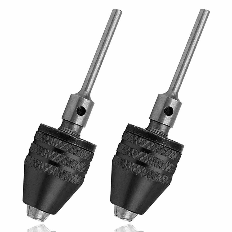 Mesee 2 sztuki Keyless Mini adapter do uchwytu wiertarskiego, 0,3-3,4 mm, szybkomocujący, mini-3-szczękowy uchwyt wiertarski, adapter śrubokrętu do szlifierek elektrycznych