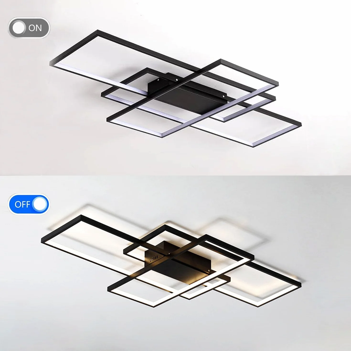 Nowoczesna Lampa Sufitowa Czarna 105W z Pilotem 3000K-6000K 140cm