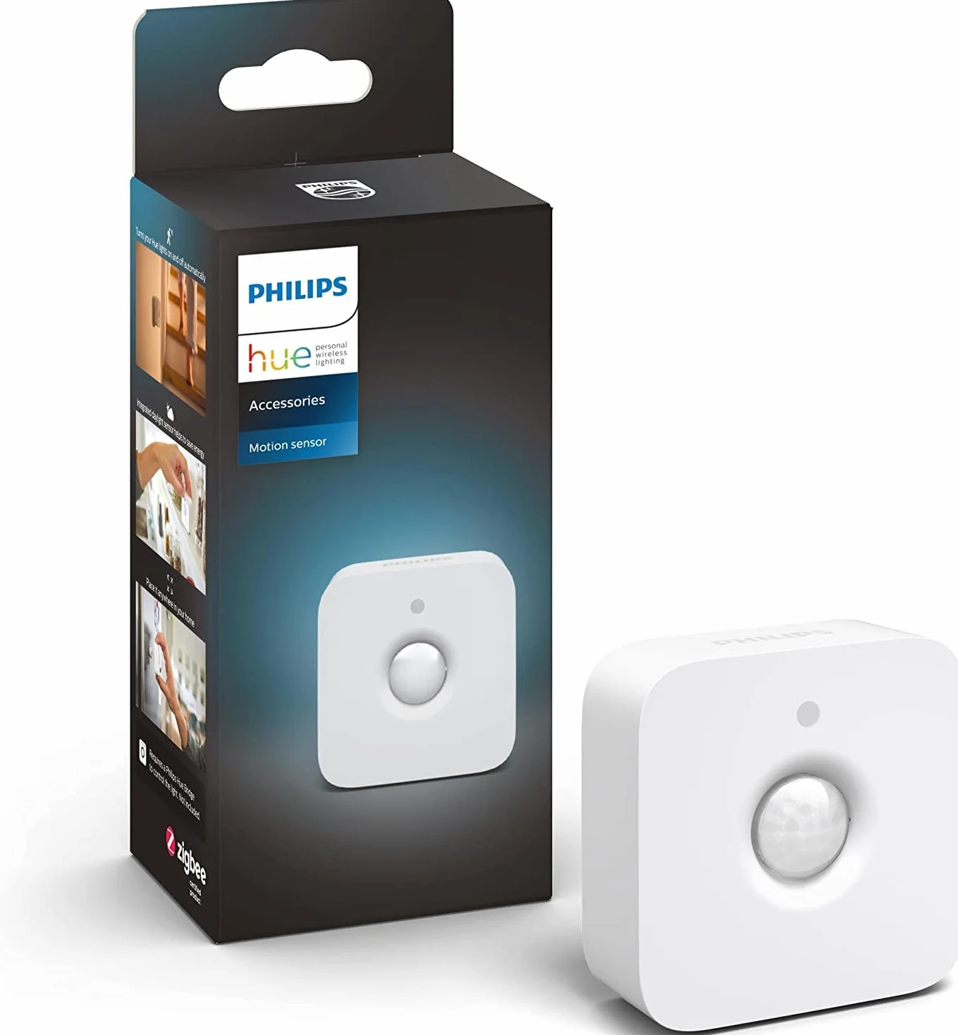 Philips Hue Inteligentny czujnik ruchu wewnętrzny, inteligentne sterowanie oświetleniem, szeroki kąt widzenia, automatyczne działanie, łatwy montaż