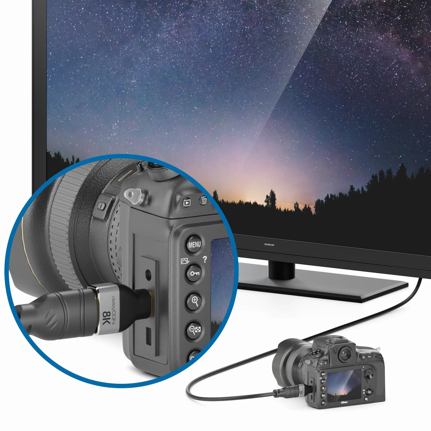 deleyCON Adapter Mini HDMI 8K@60Hz 4K@120Hz UHD Aluminium HDMI 2.1 48 Gb/s Szary Czarny