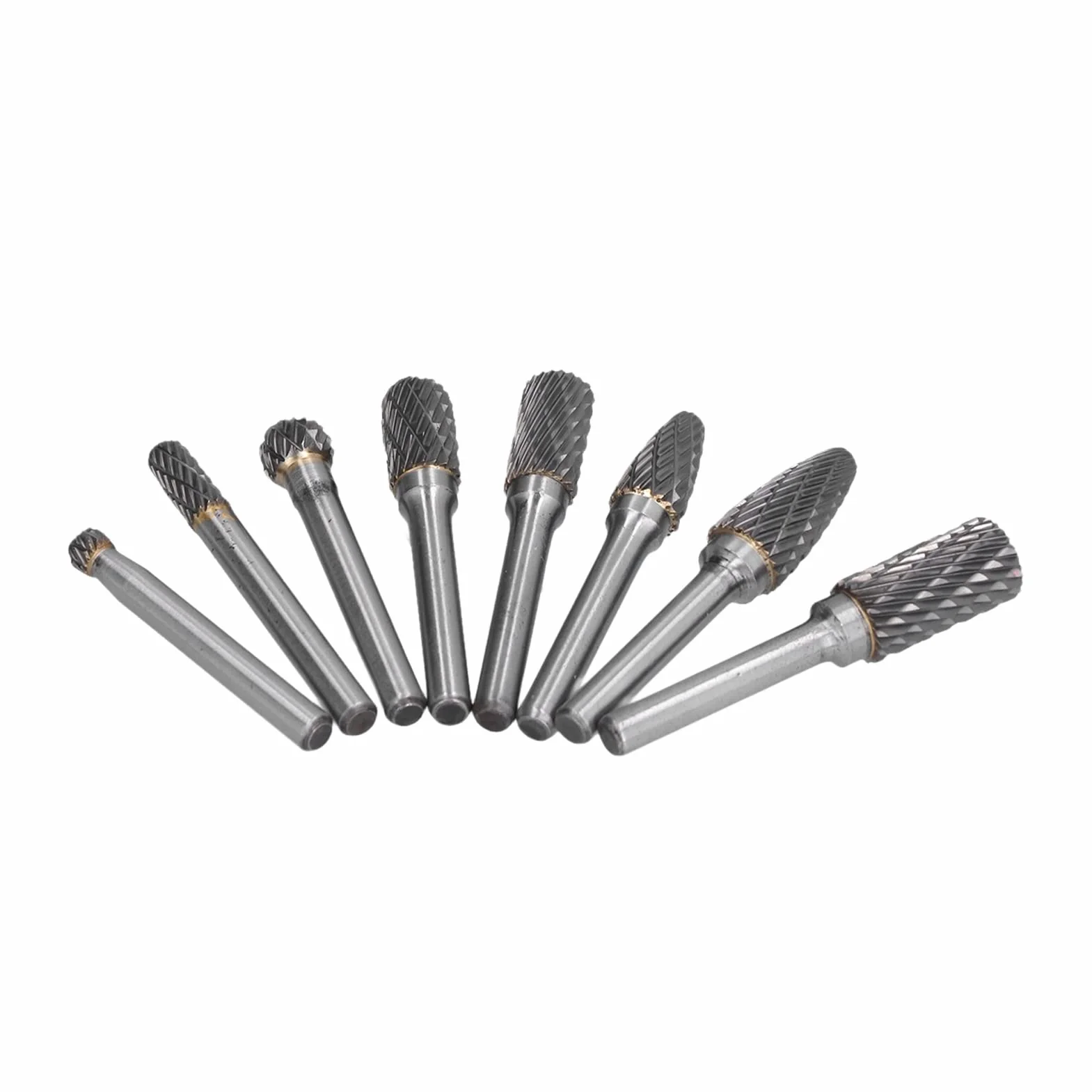 Aramox 8 szt. Bity z Węglika Wolframu Zestaw Pilników Obrotowych z Węglików Spiekanych Trzpień 6 Mm Stal Wolframowa do Rzeźbienia w Drewnie Obróbka Metalu ze Schowkiem dla Rzemieślników Grawerowanie