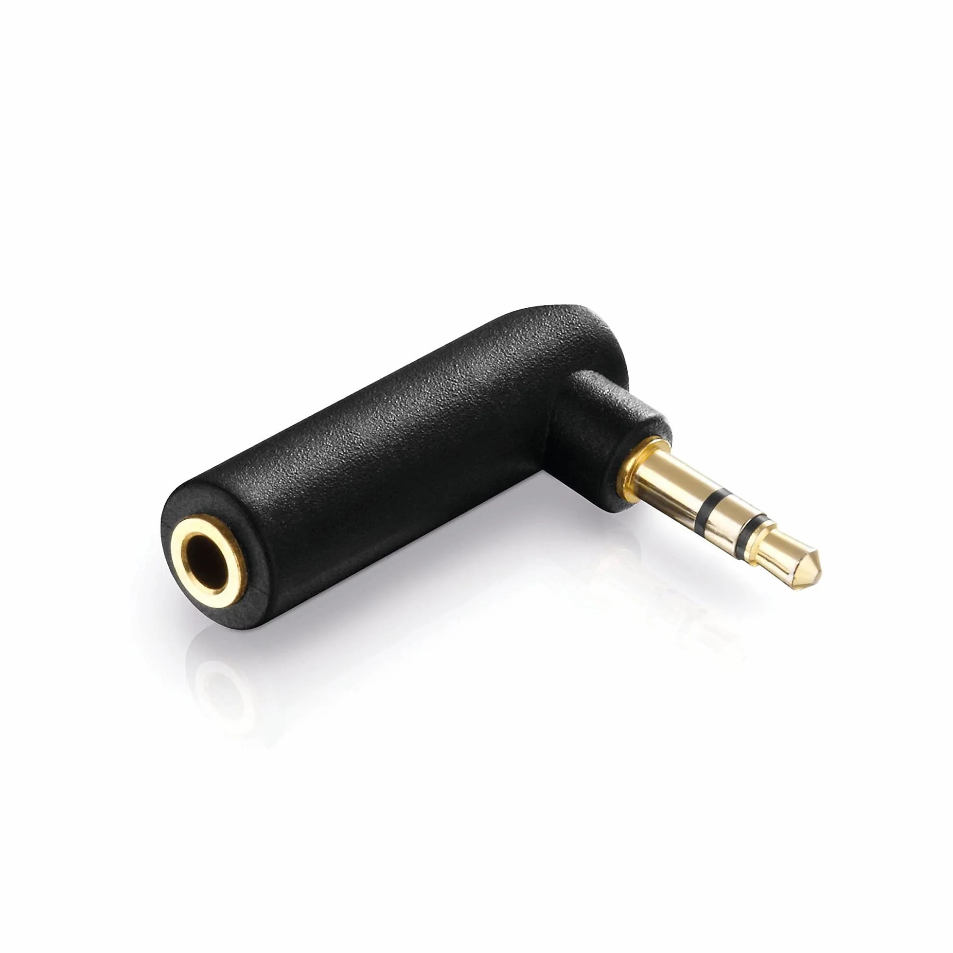 Adapter jack 3,5 mm 90° pozłacany 4-pinowy wtyk czarny